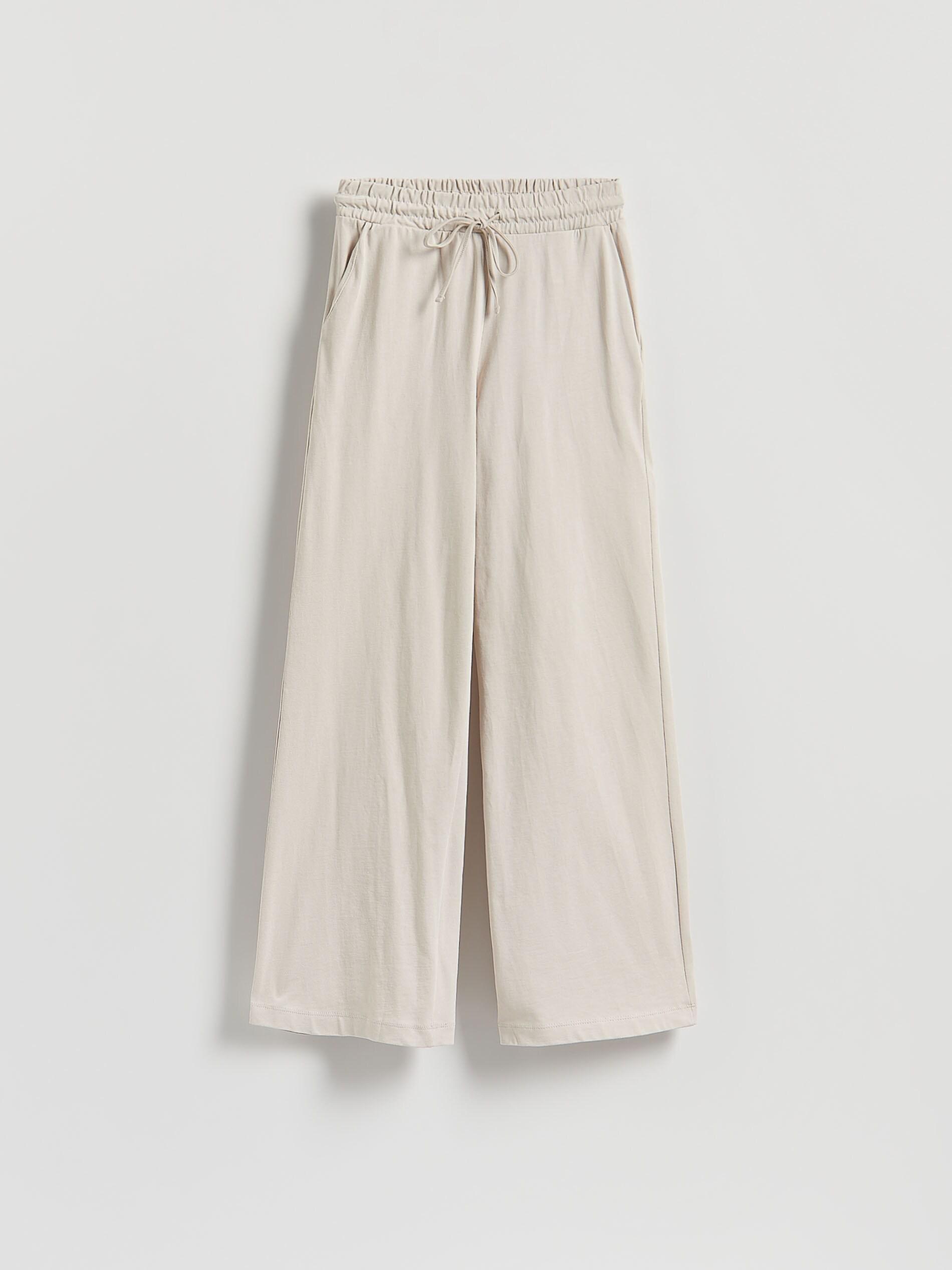 Beige Cotton Trousers, Ivory, large image number 0
