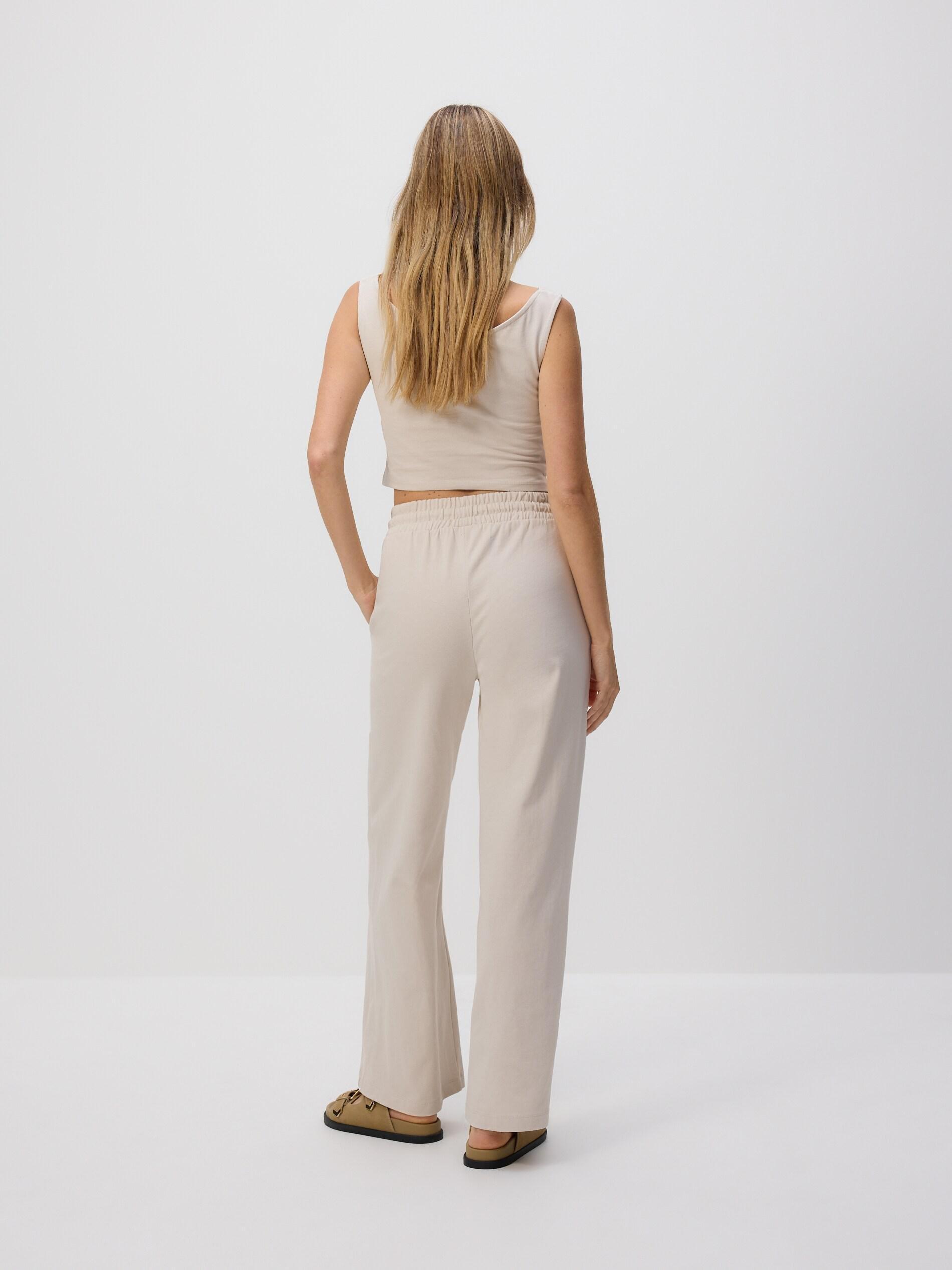 Beige Cotton Trousers, Ivory, large image number 2
