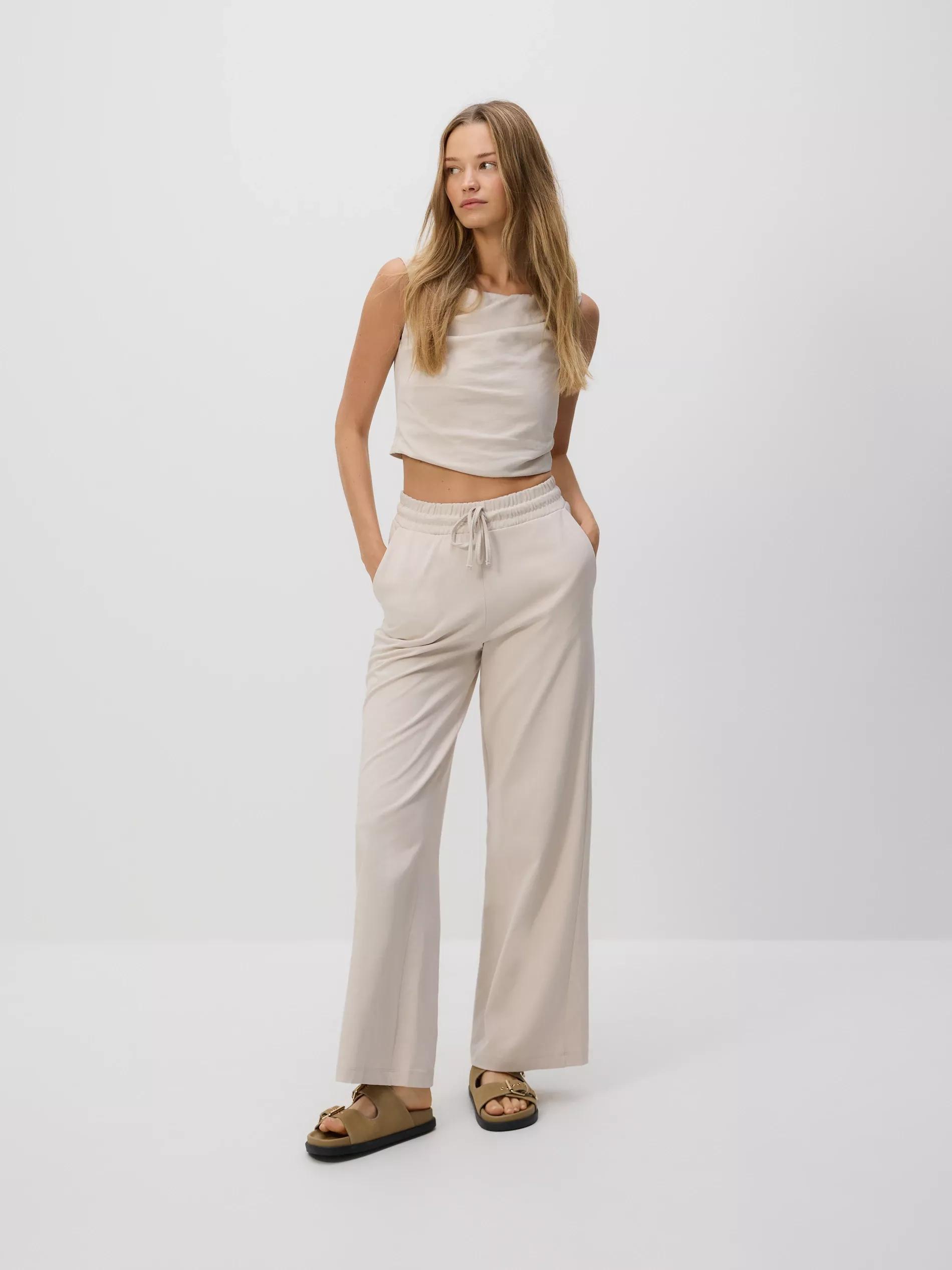 Beige Cotton Trousers, , large image number 3