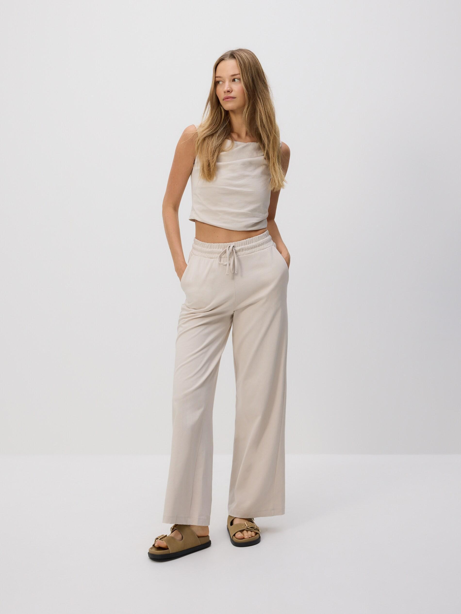 Beige Cotton Trousers, Ivory, large image number 4