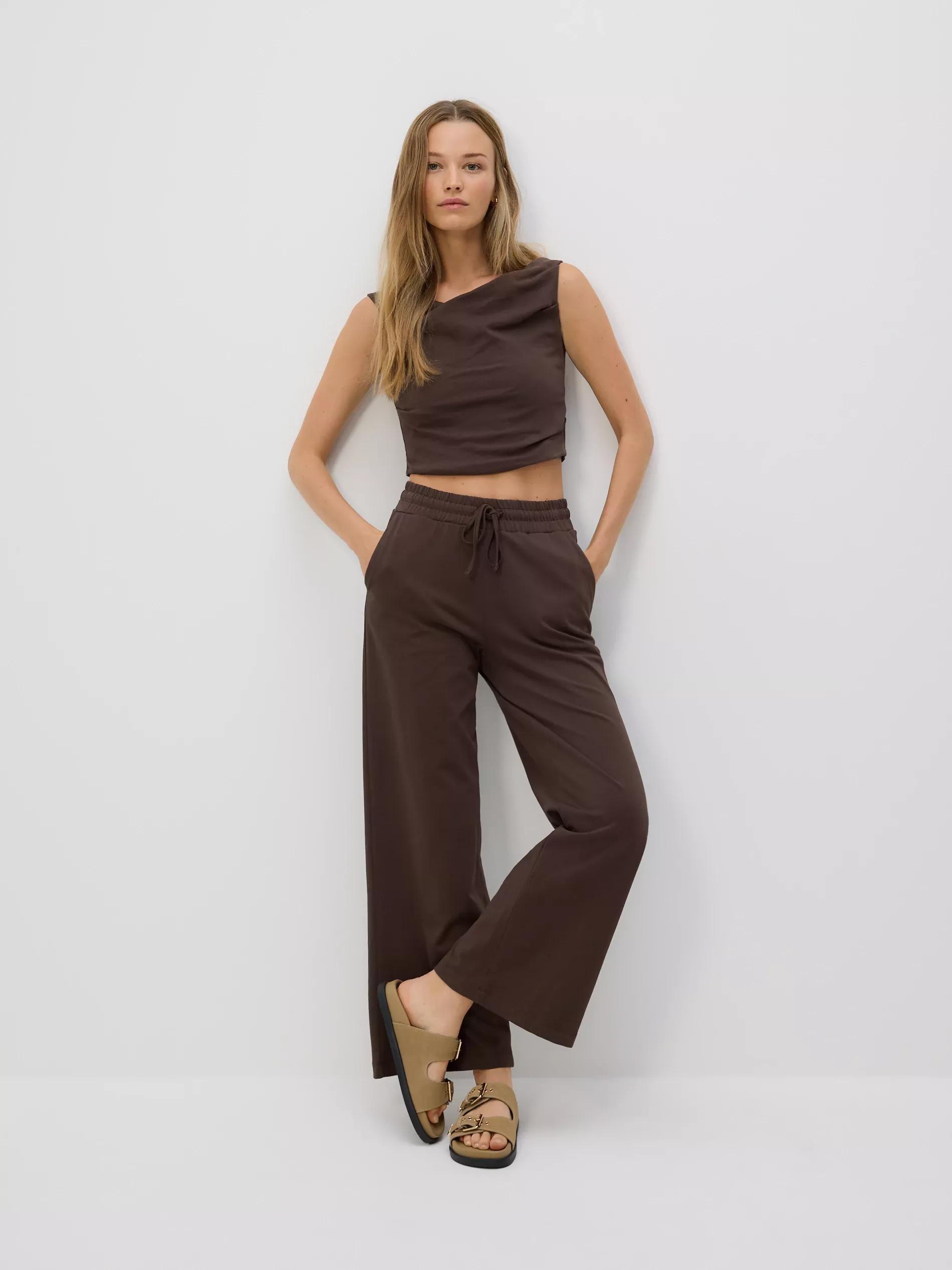 Brown Cotton Trousers, , large image number 0