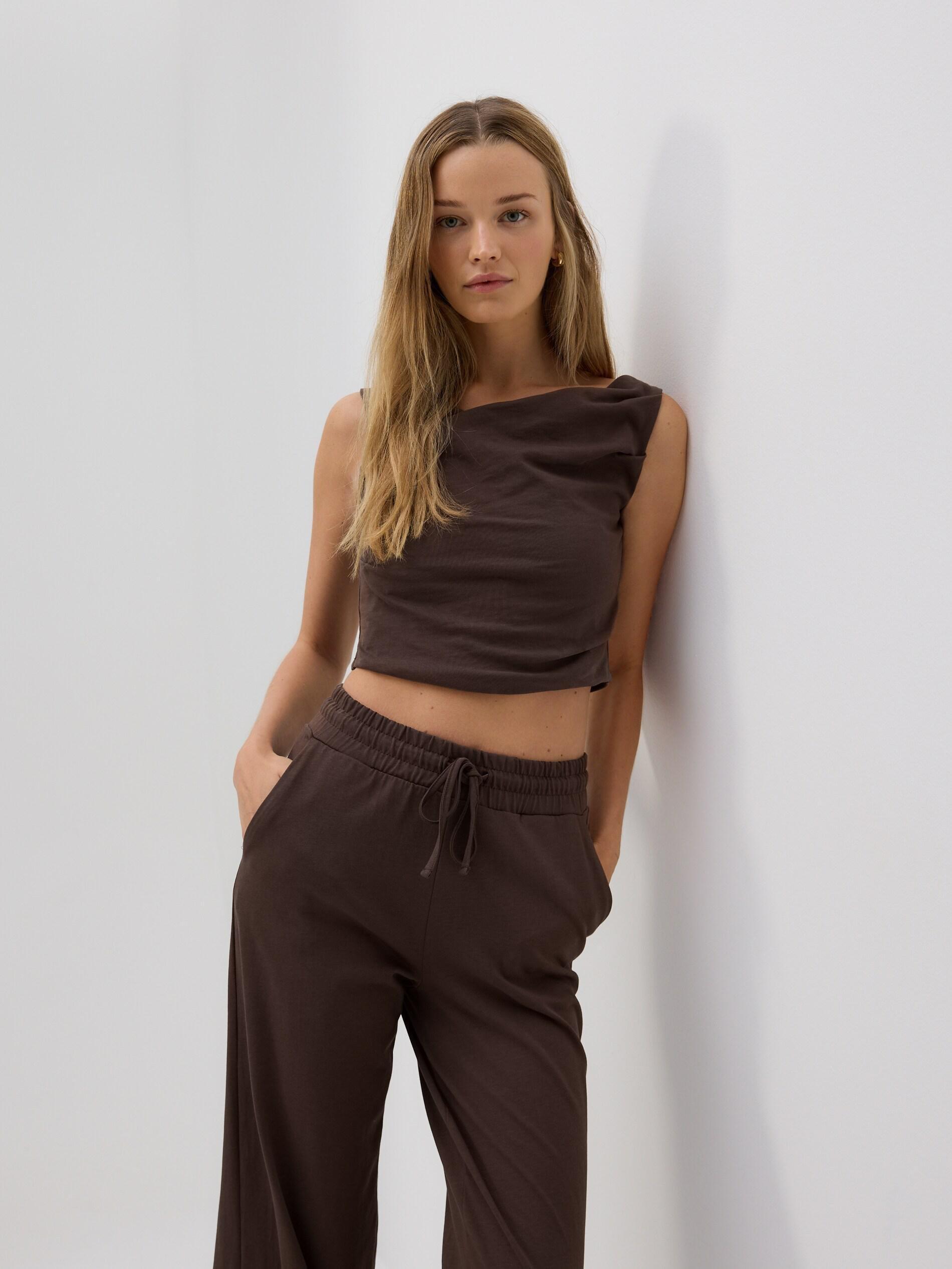Brown Cotton Trousers, Brown, medium