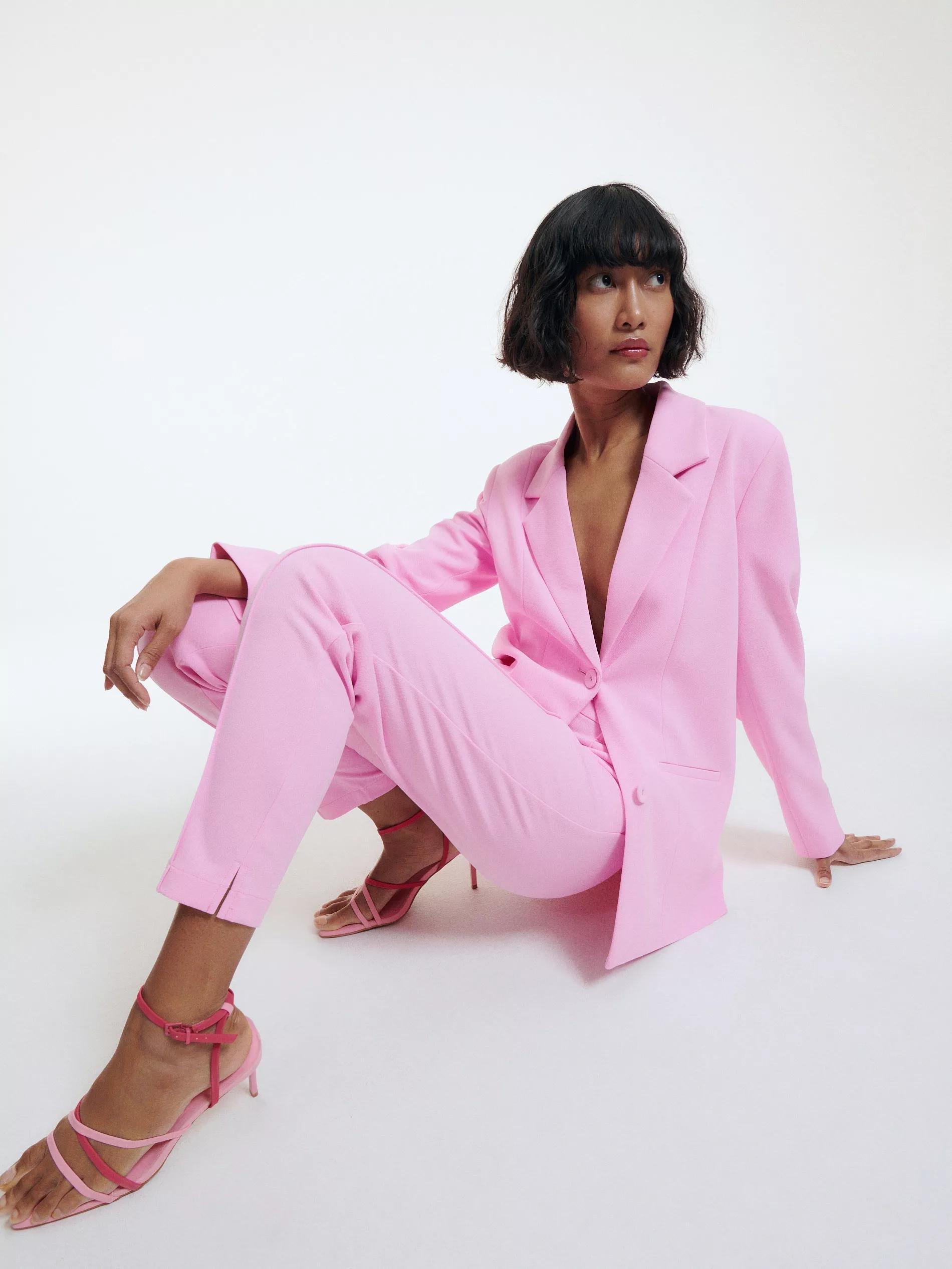 Pastel Pink Plain Blazer, , large image number 1