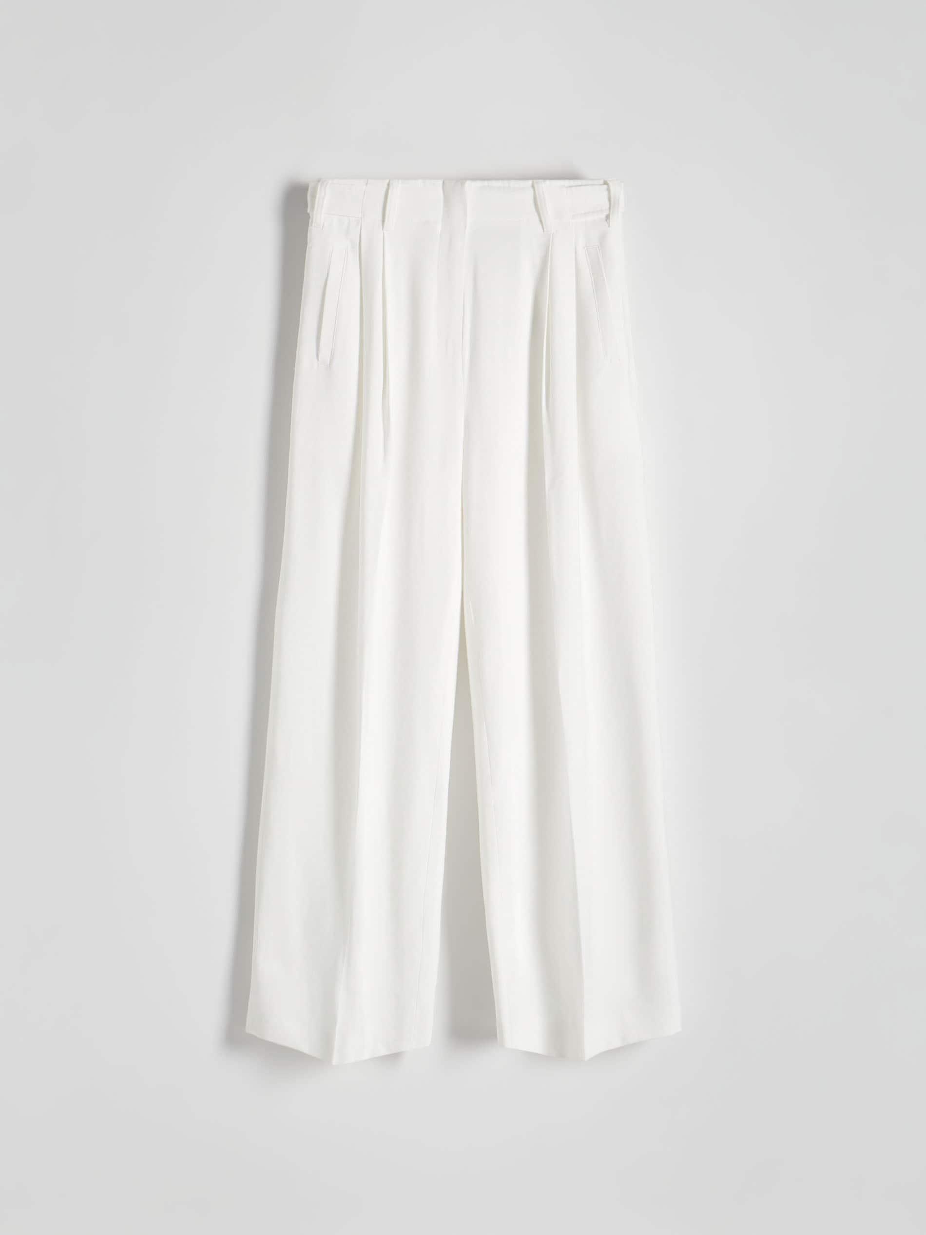 White Viscose Rich Trousers, , large image number 5