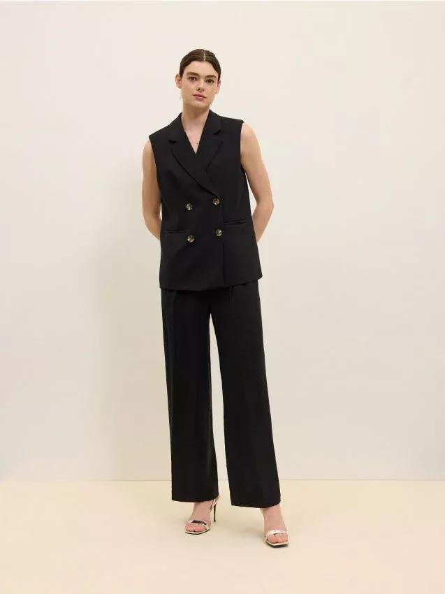 Black Casual Cut Trousers, , large image number 0