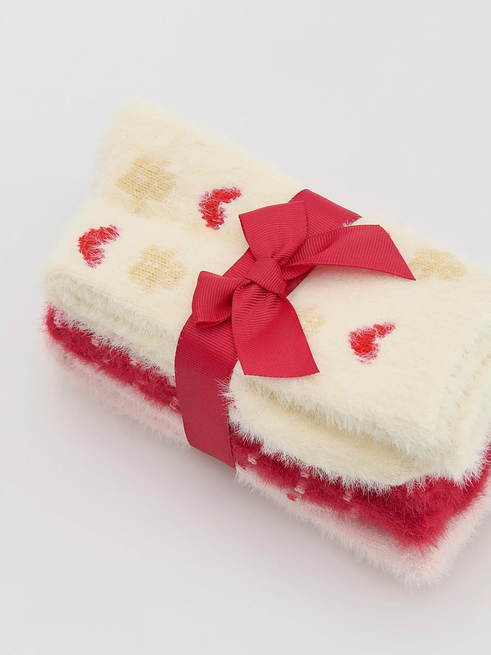 Cream Christmas Motif Socks 3 Pack, Ivory, large image number 1