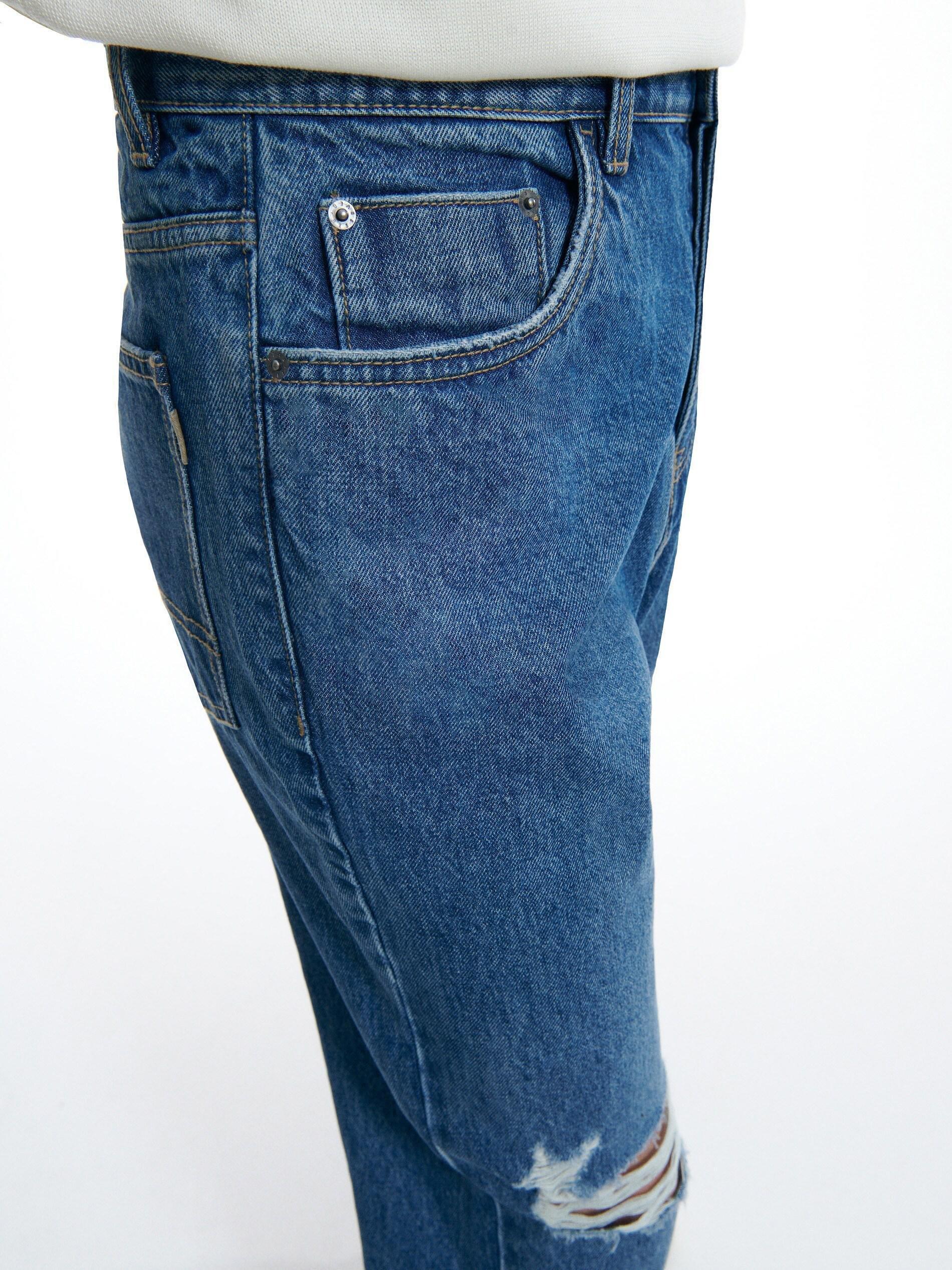 Blue Ripped Carrot Jeans, , large image number 3