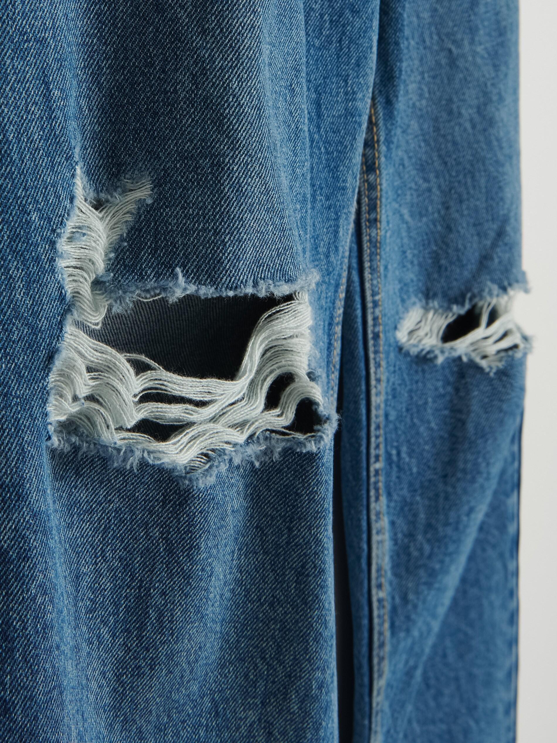 Blue Ripped Carrot Jeans, , large image number 5
