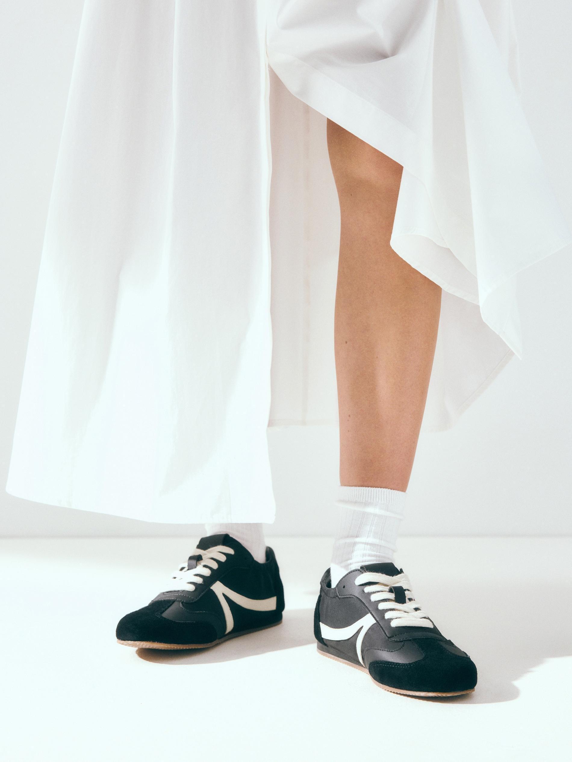 Black Leather Sneakers, , large image number 1