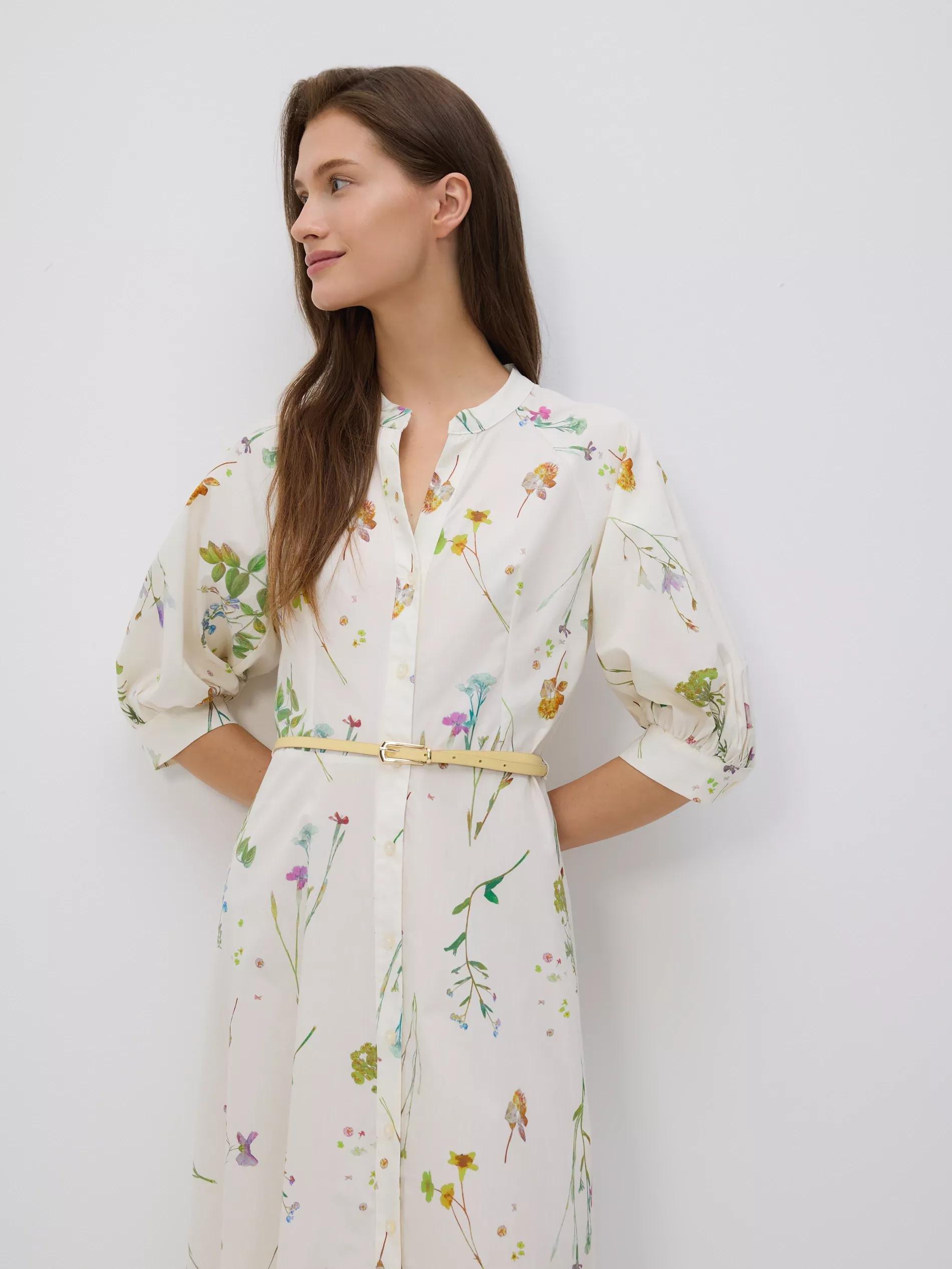 Multicolour Midi Dress With Floral Pattern, , large image number 0