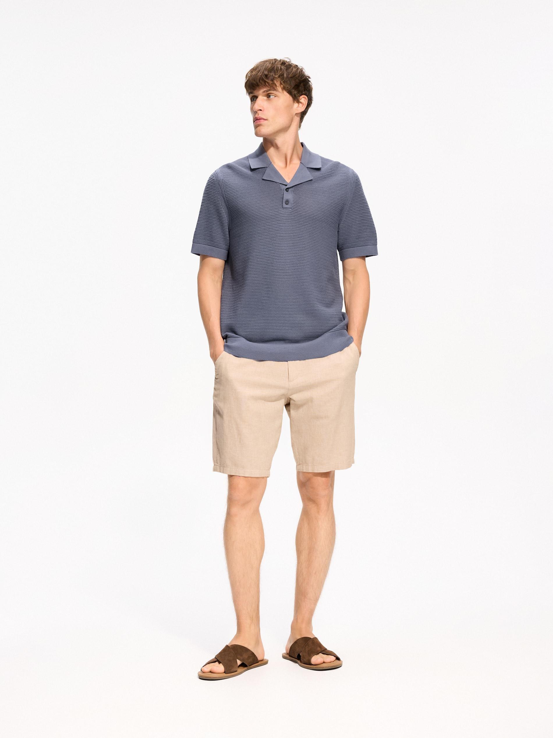 Navy Openwork Polo Jumper, Blue, large image number 0