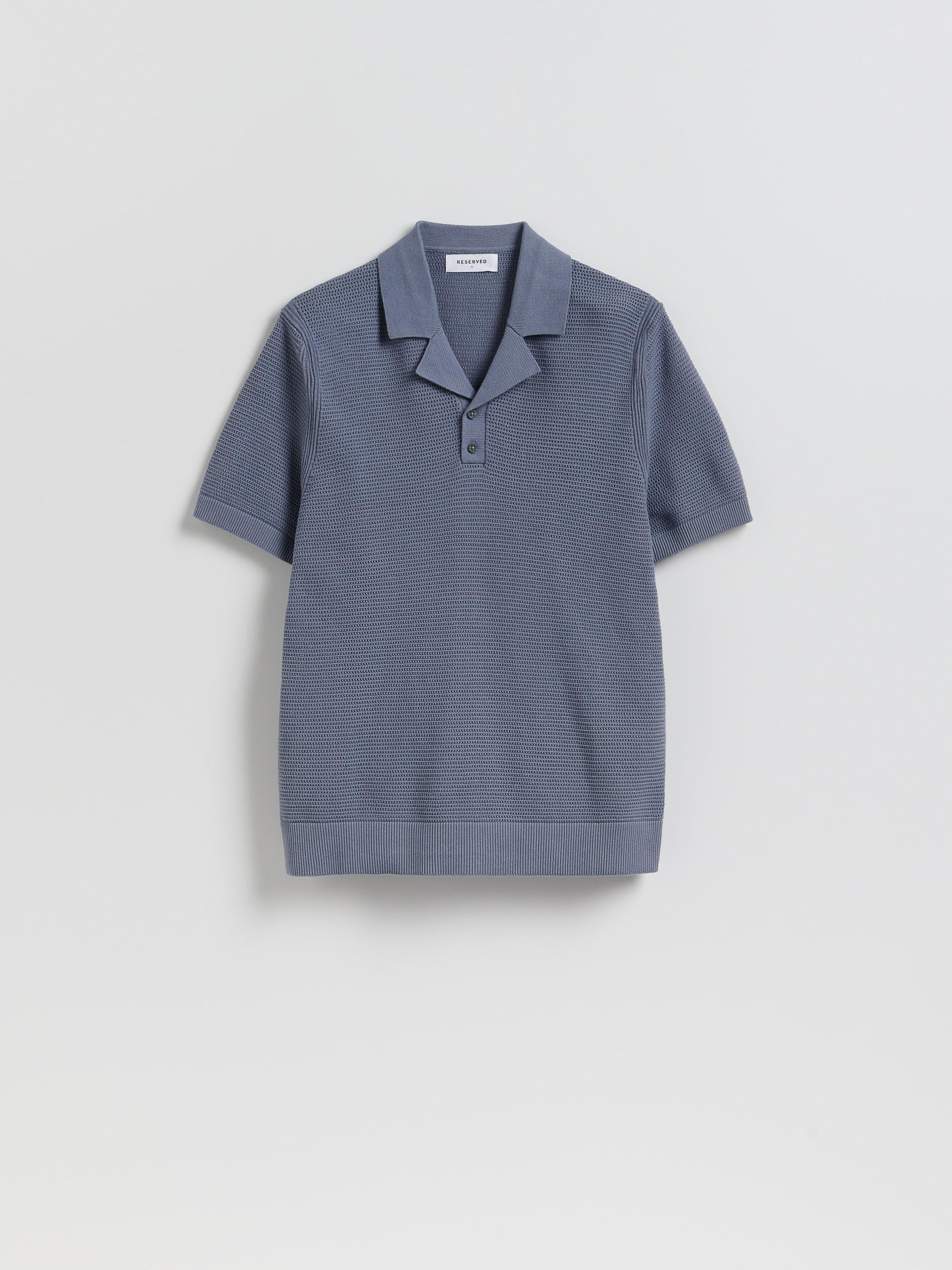 Navy Openwork Polo Jumper, Blue, large image number 4