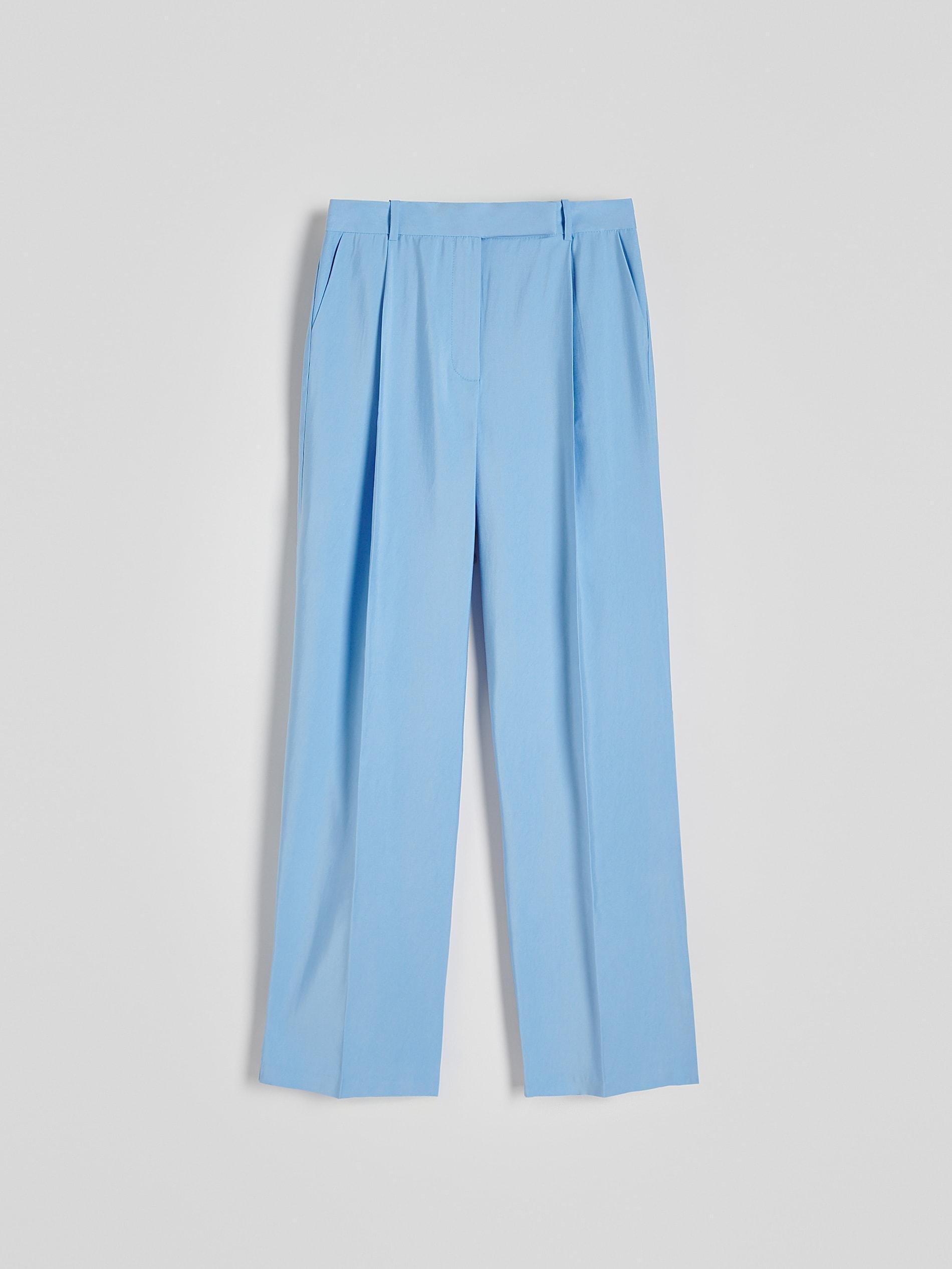 Blue Pleated Wide Leg Trousers, , large image number 3