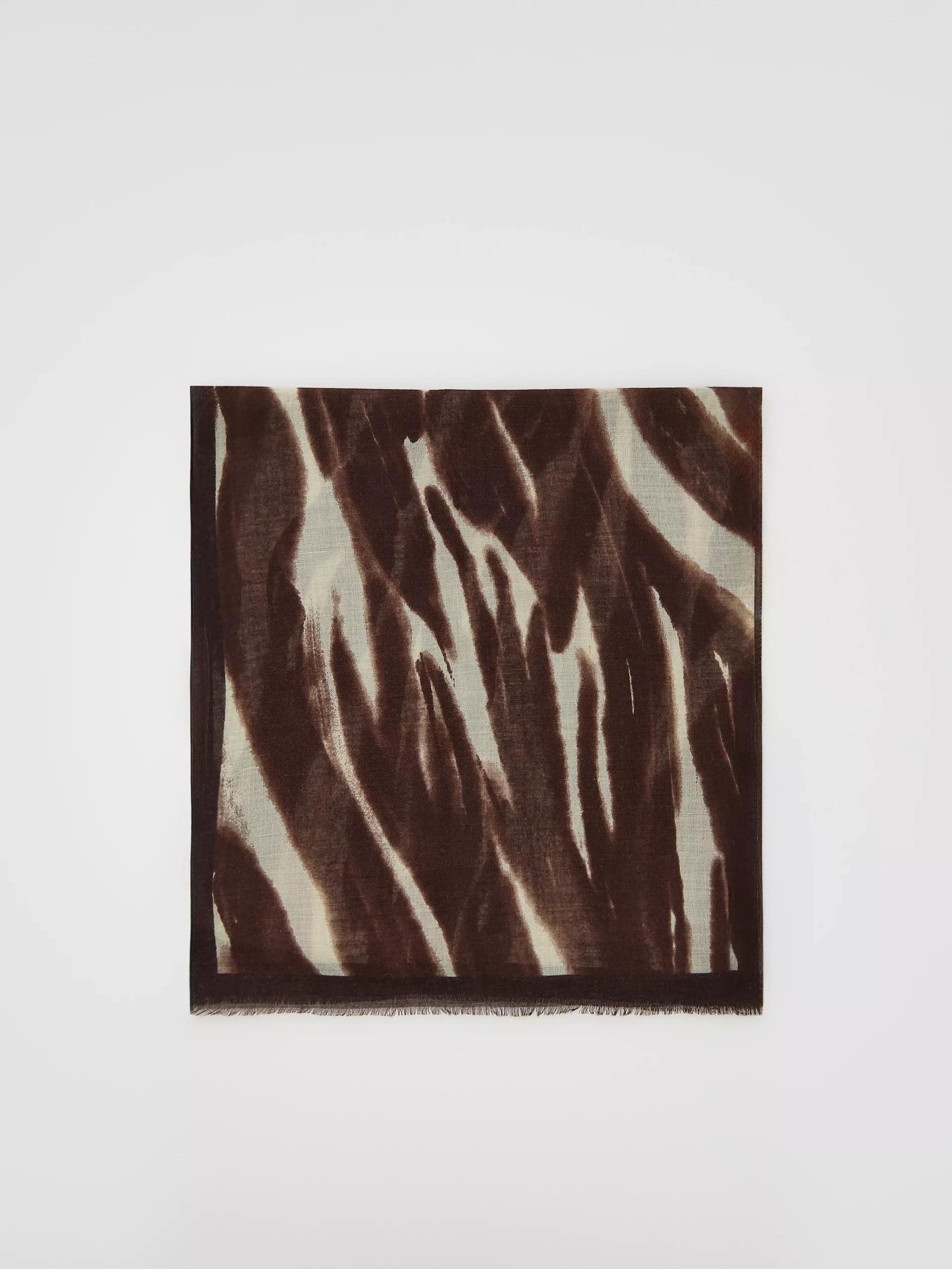 Brown Patterned Scarf, , medium