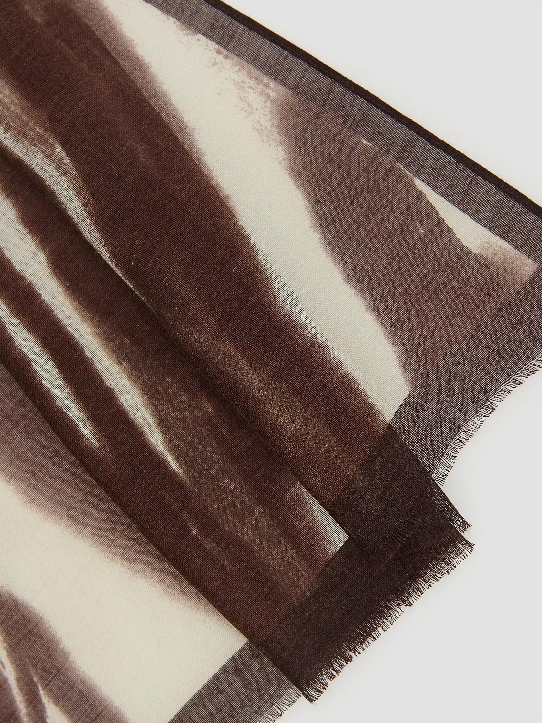Brown Patterned Scarf, Brown, large image number 1