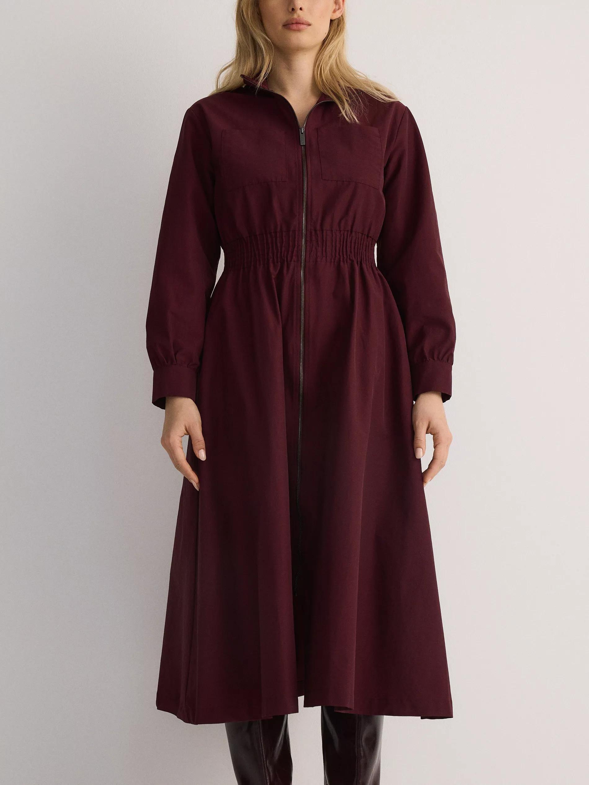 Red Long Sleeve High Neck Midi Dress, , large image number 1