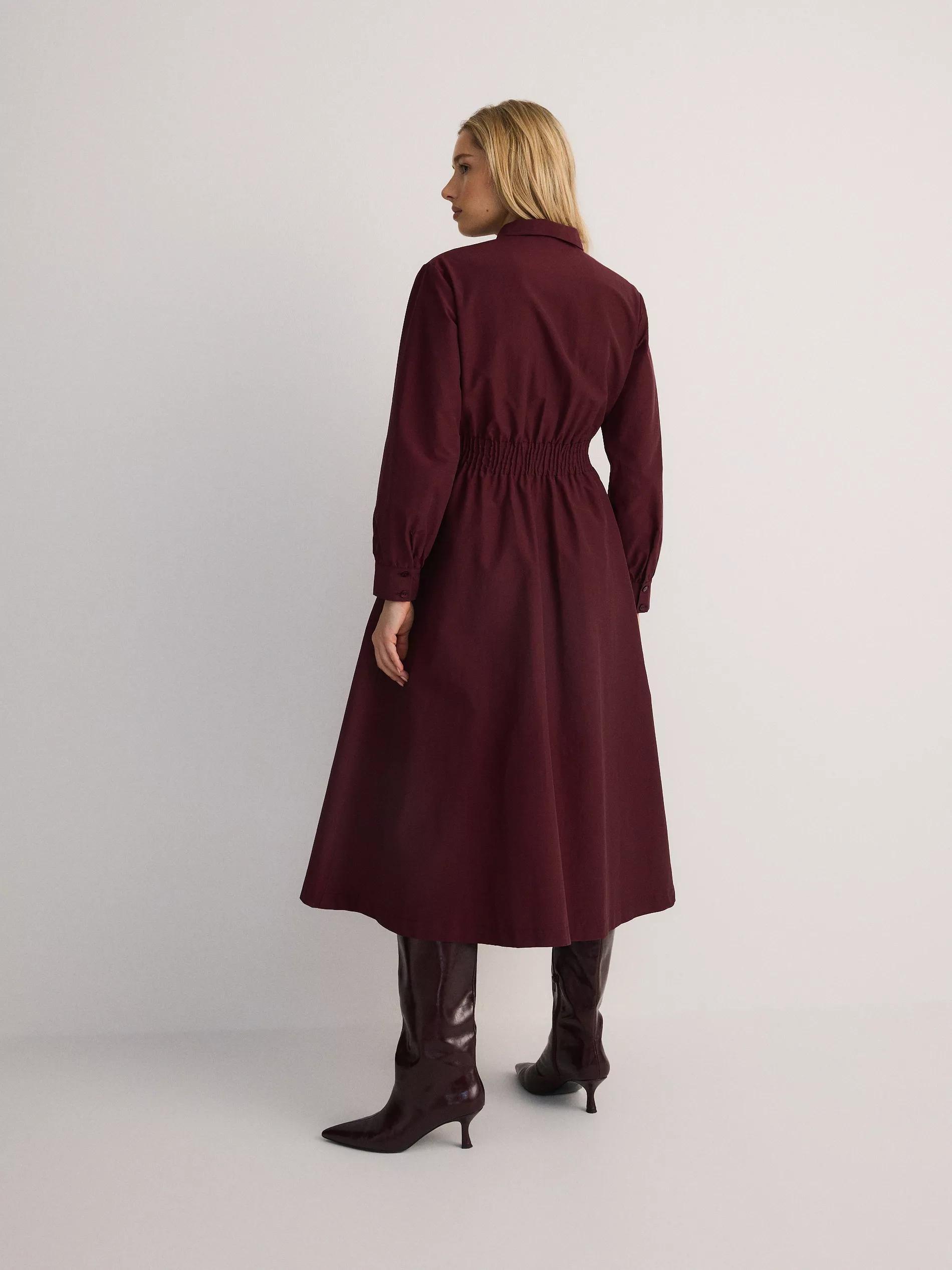 Red Long Sleeve High Neck Midi Dress, , large image number 4