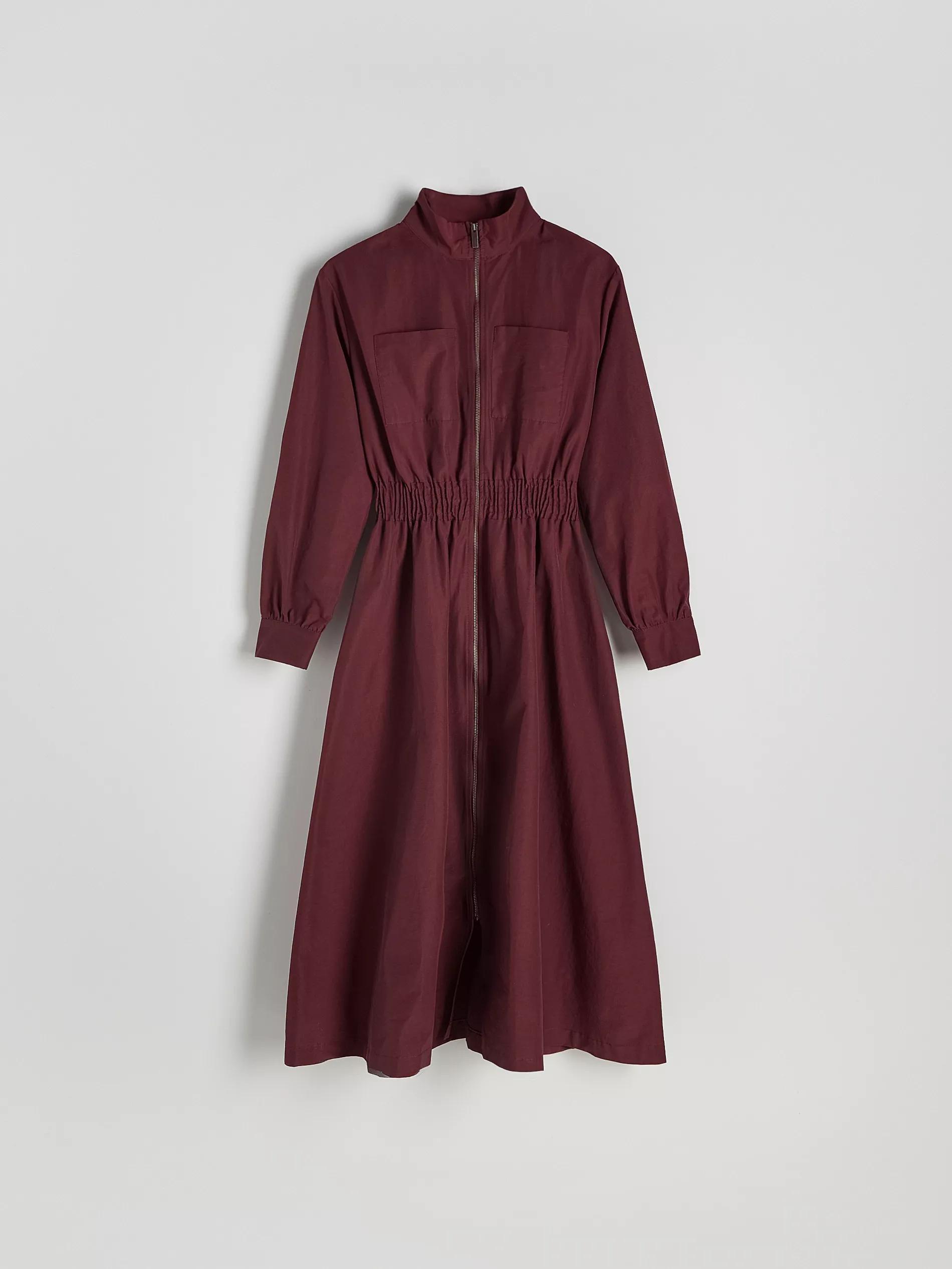 Red Long Sleeve High Neck Midi Dress, , large image number 5