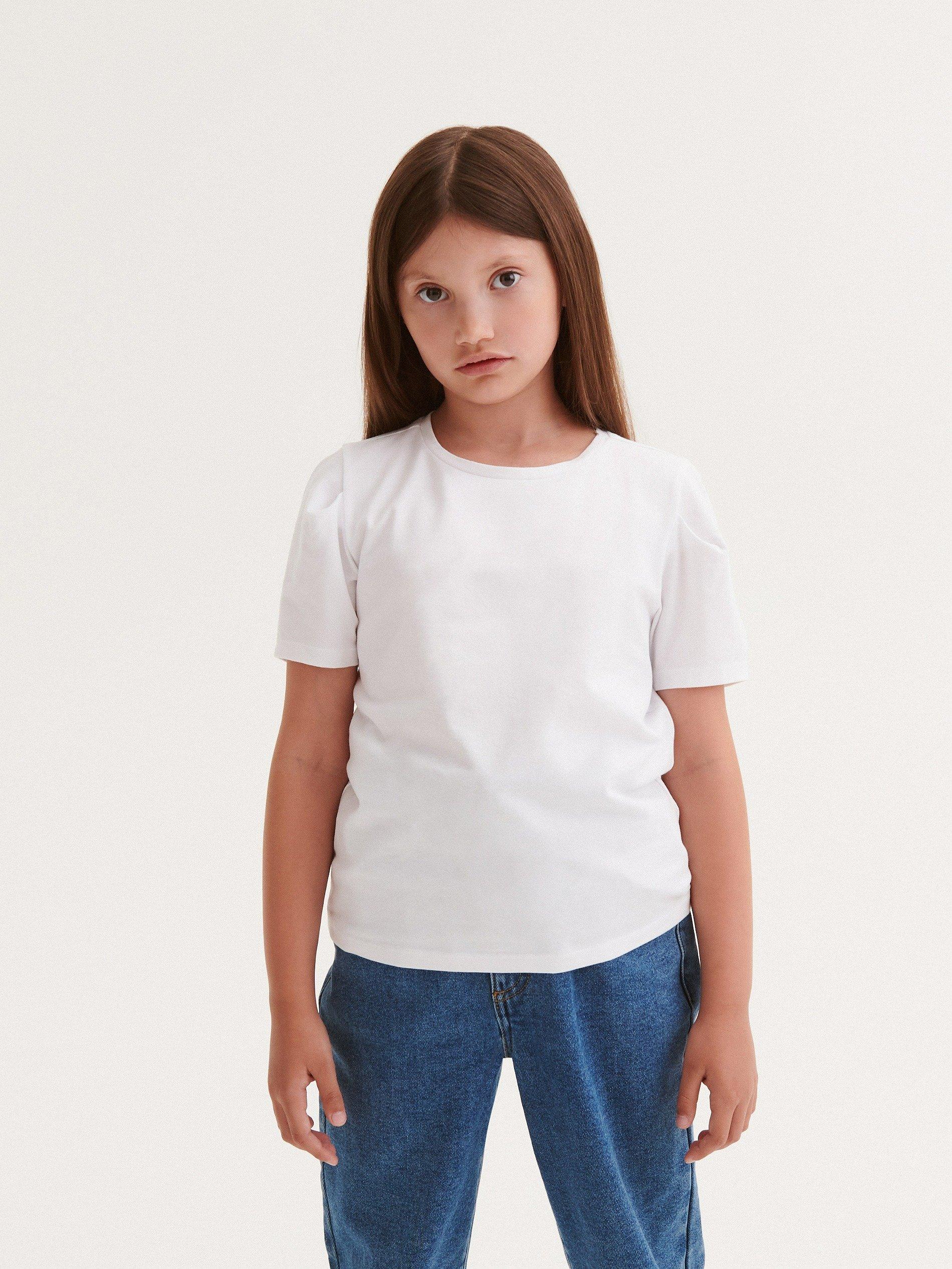 White Cotton T-Shirt, Kids Girls, , large image number 0
