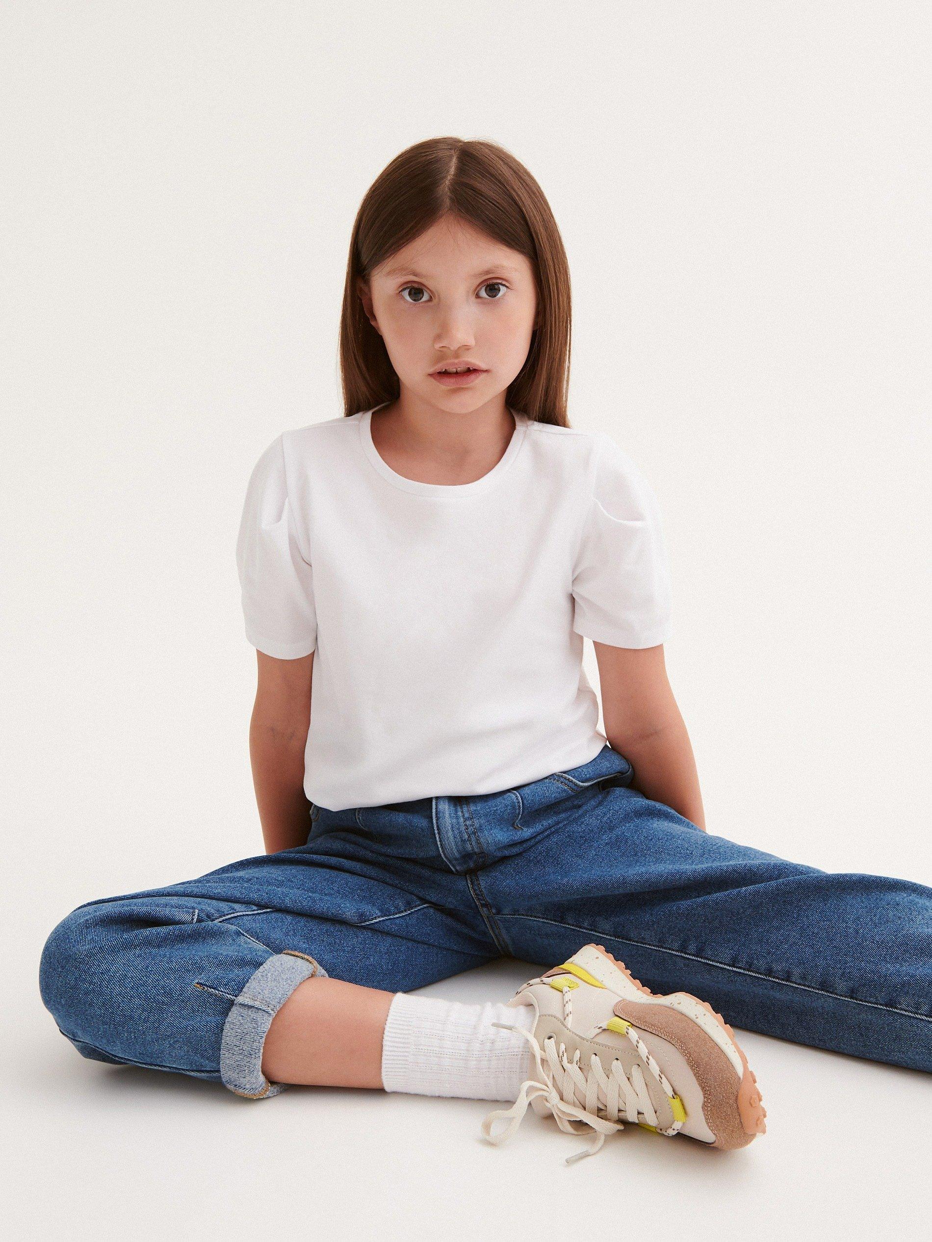 White Cotton T-Shirt, Kids Girls, , large image number 3