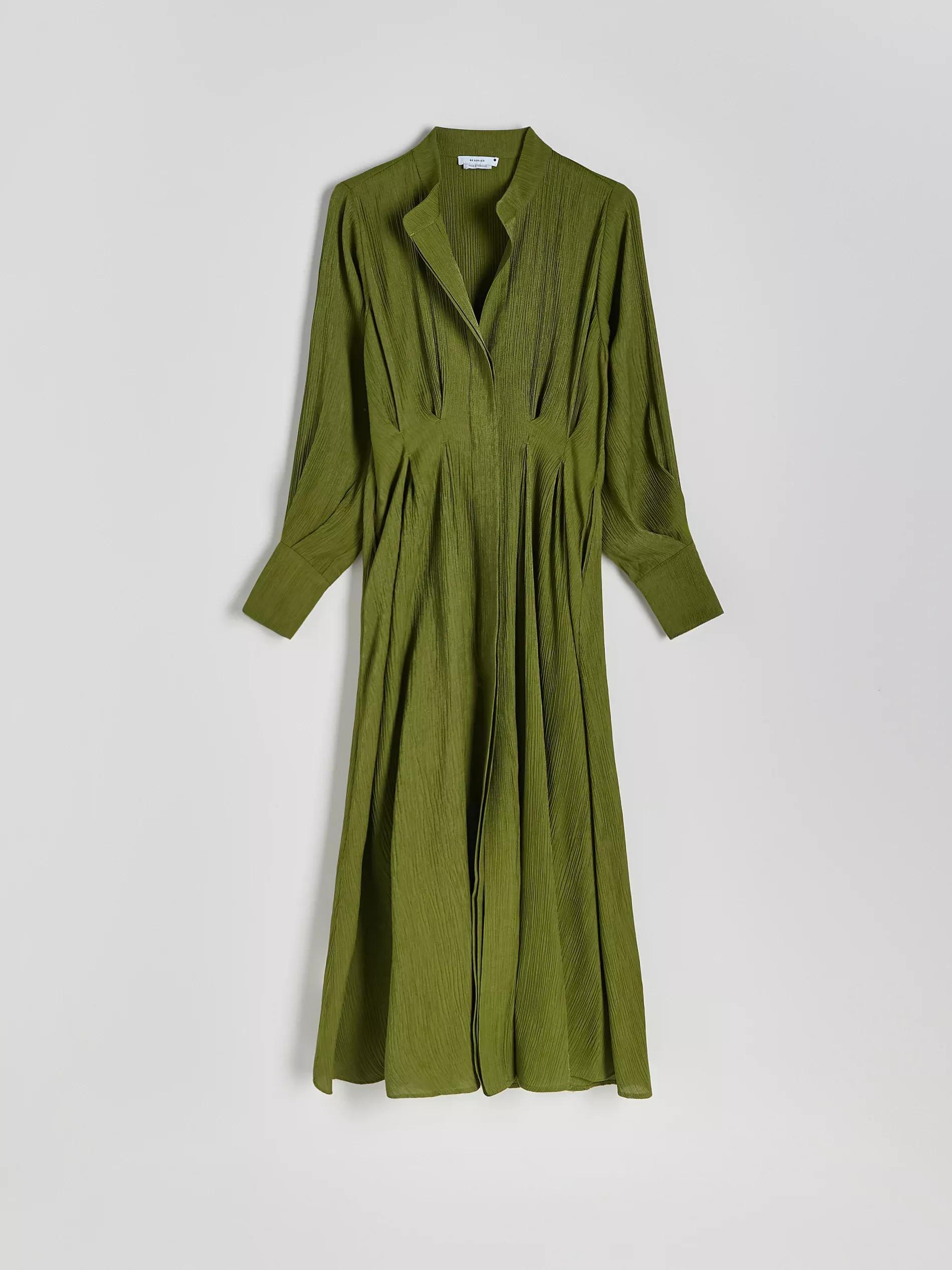 Green V-Neck Long Sleeve Maxi Dress, , large image number 10
