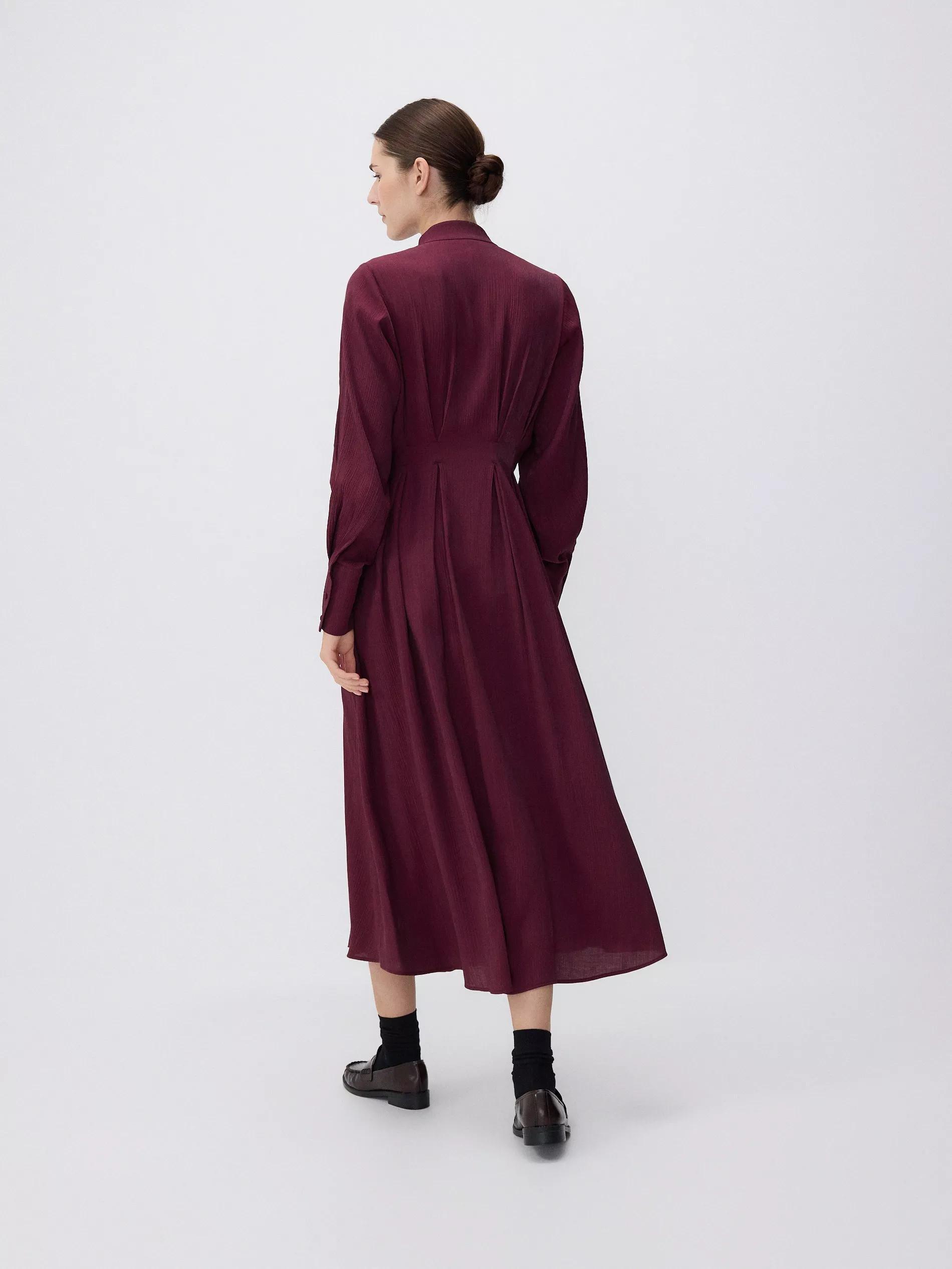 Red V-Neck Collared Long Dress, , large image number 2