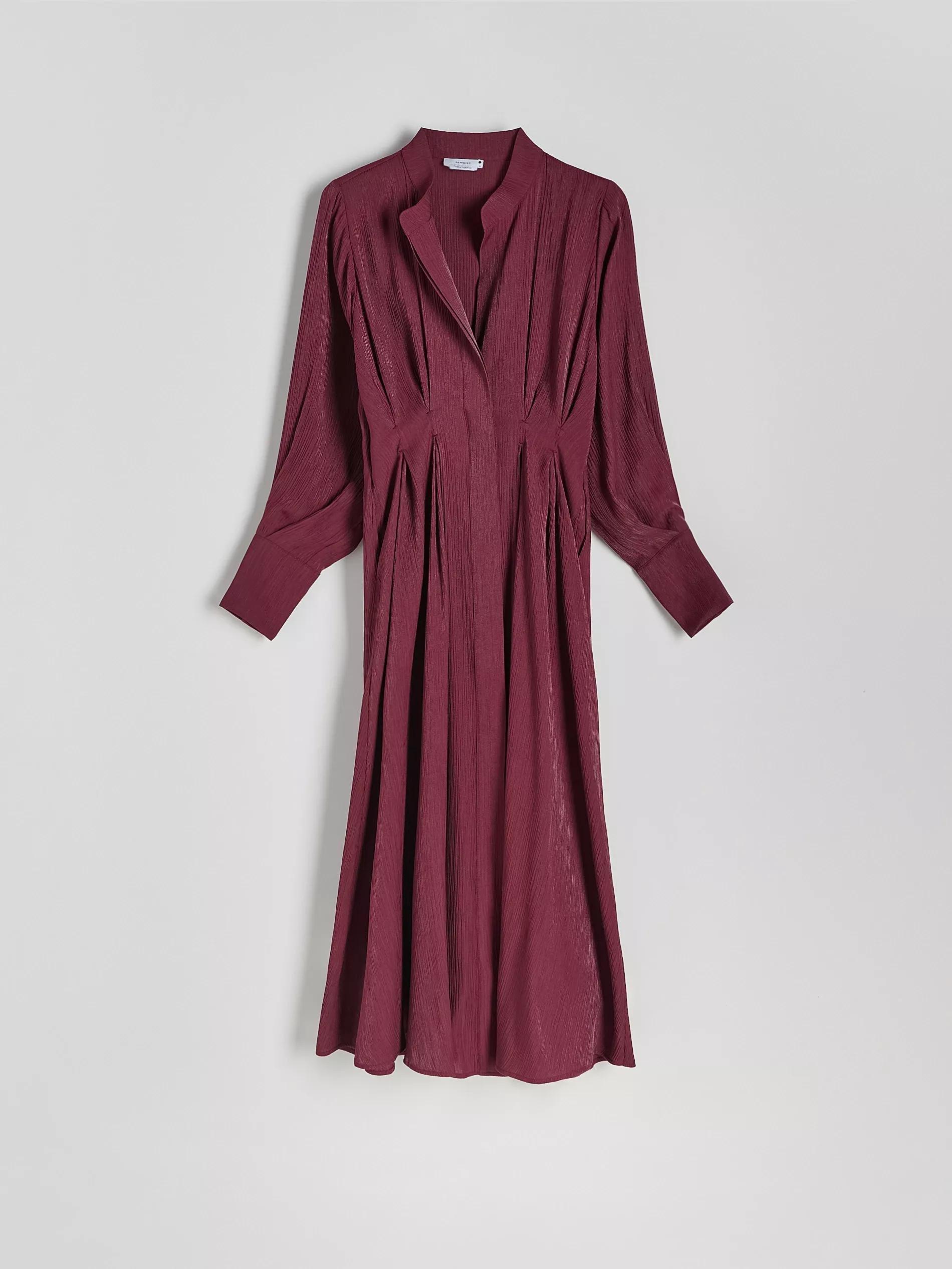 Red V-Neck Collared Long Dress, , large image number 4