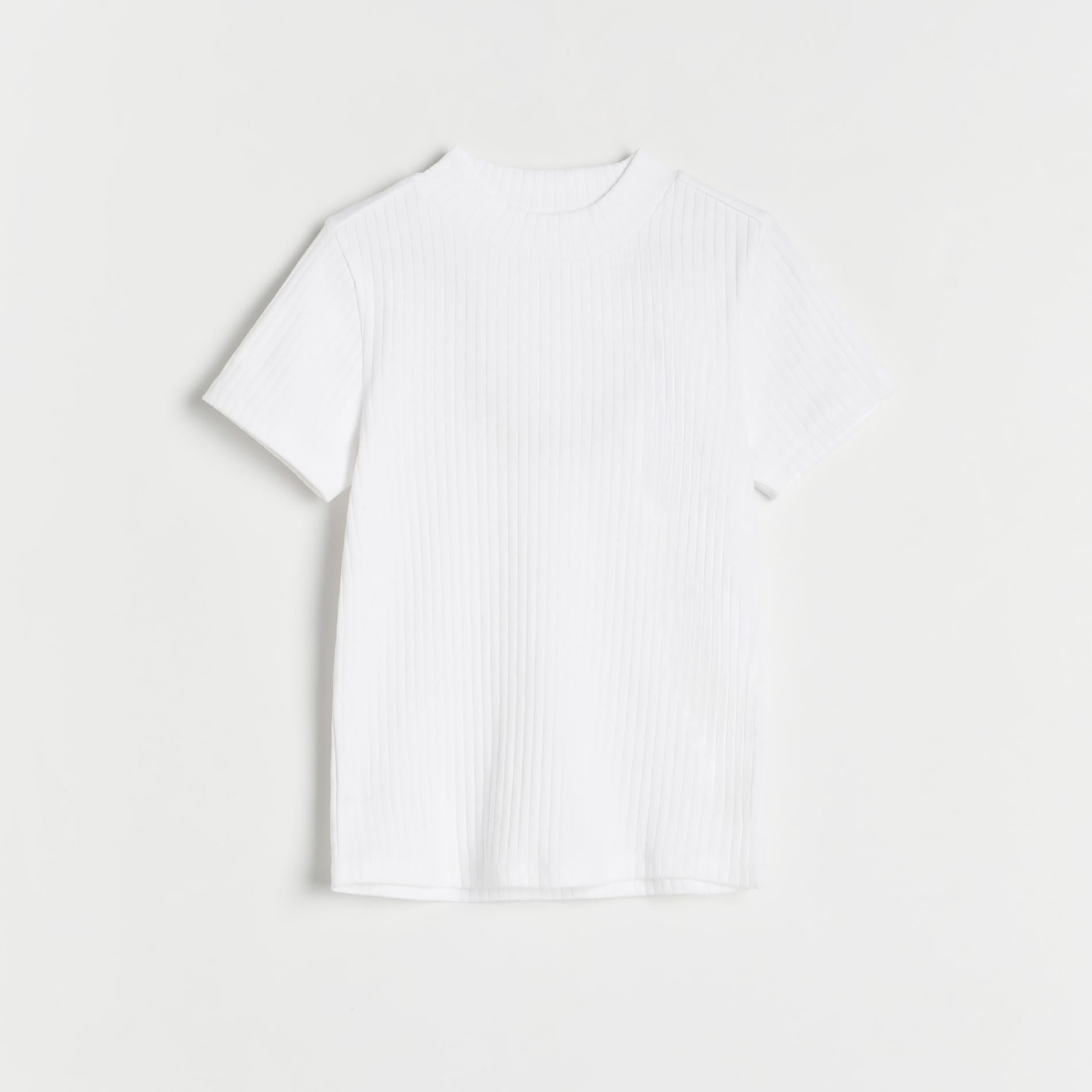 White Rib Knit T-Shirt, Kids Girls, , large image number 1