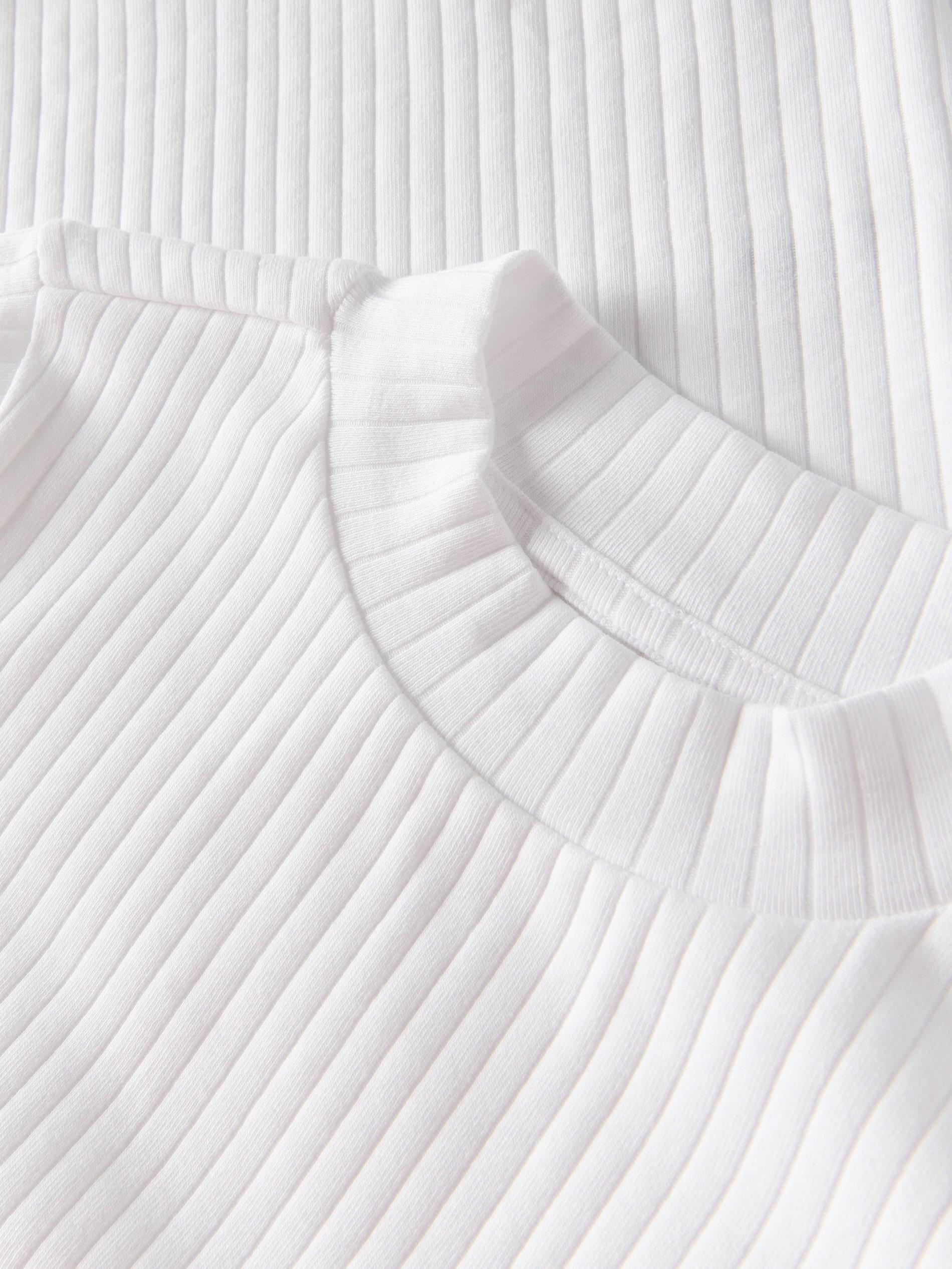 White Rib Knit T-Shirt, Kids Girls, , large image number 4