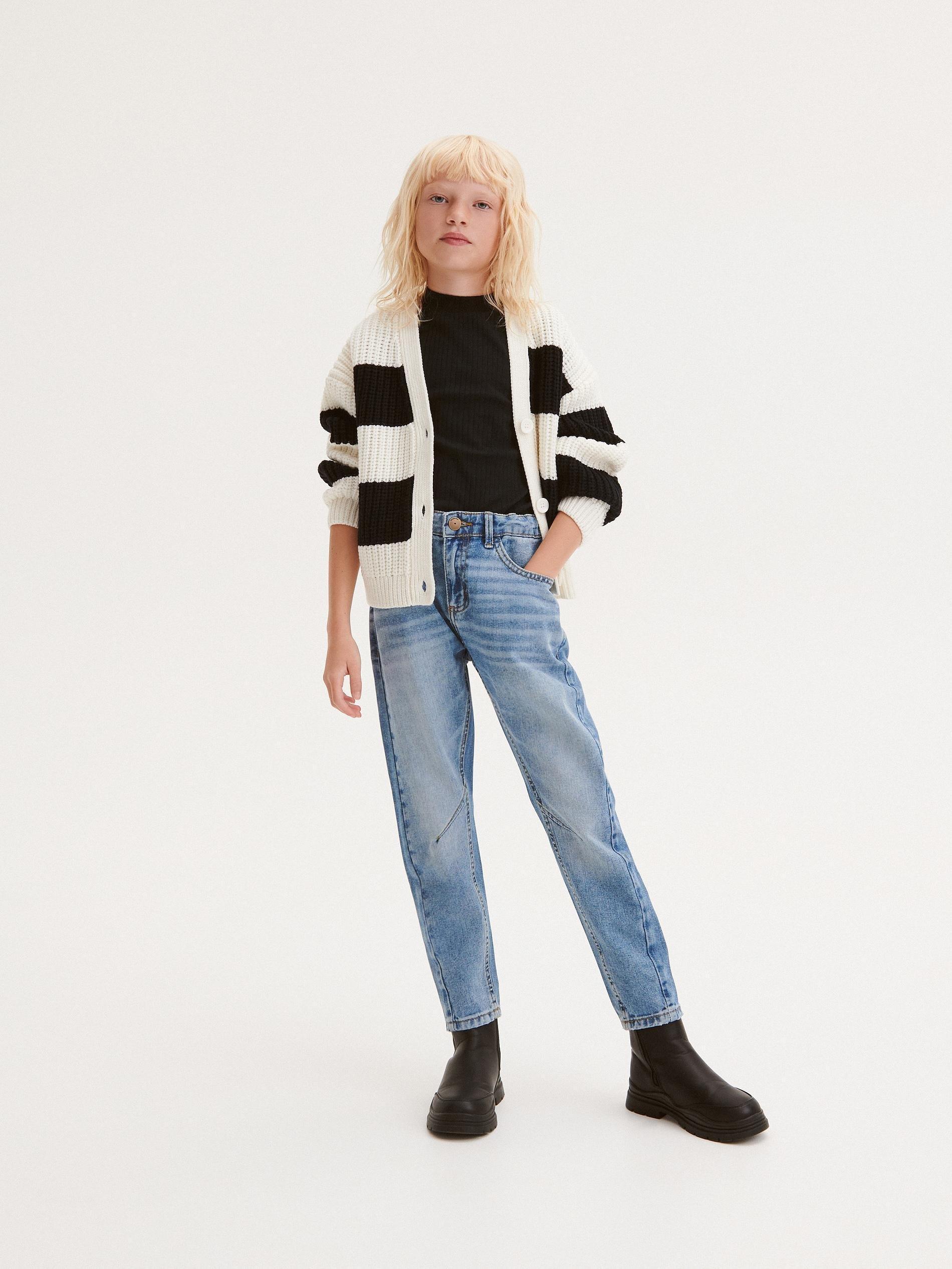 Black Rib Knit T-Shirt, Kids Girls, , large image number 2