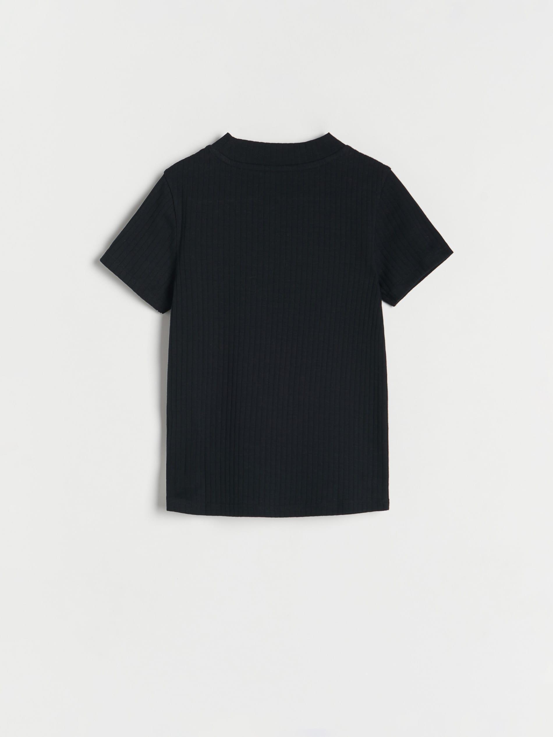 Black Rib Knit T-Shirt, Kids Girls, , large image number 4