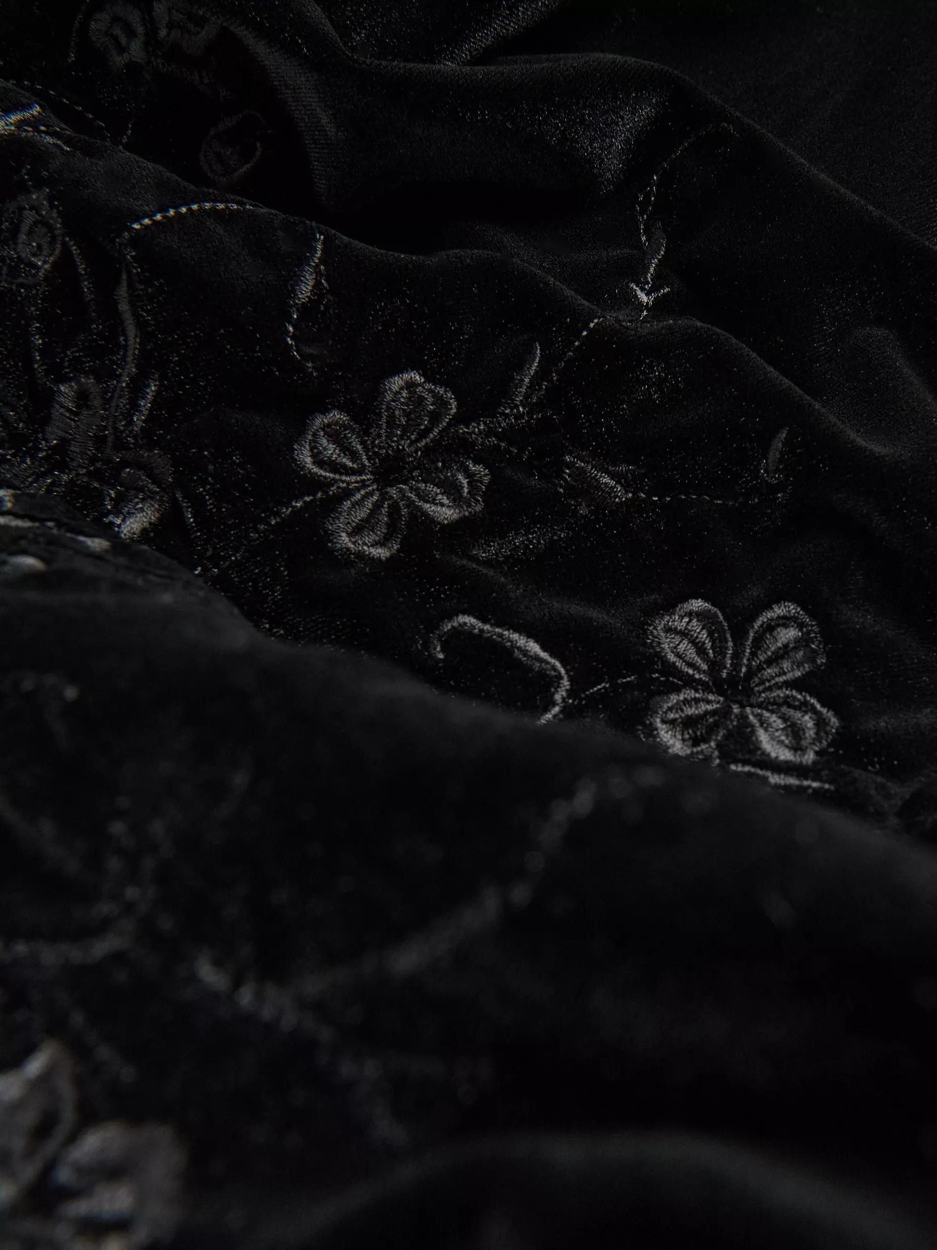 Black Velour Bodysuit, Black, large image number 1