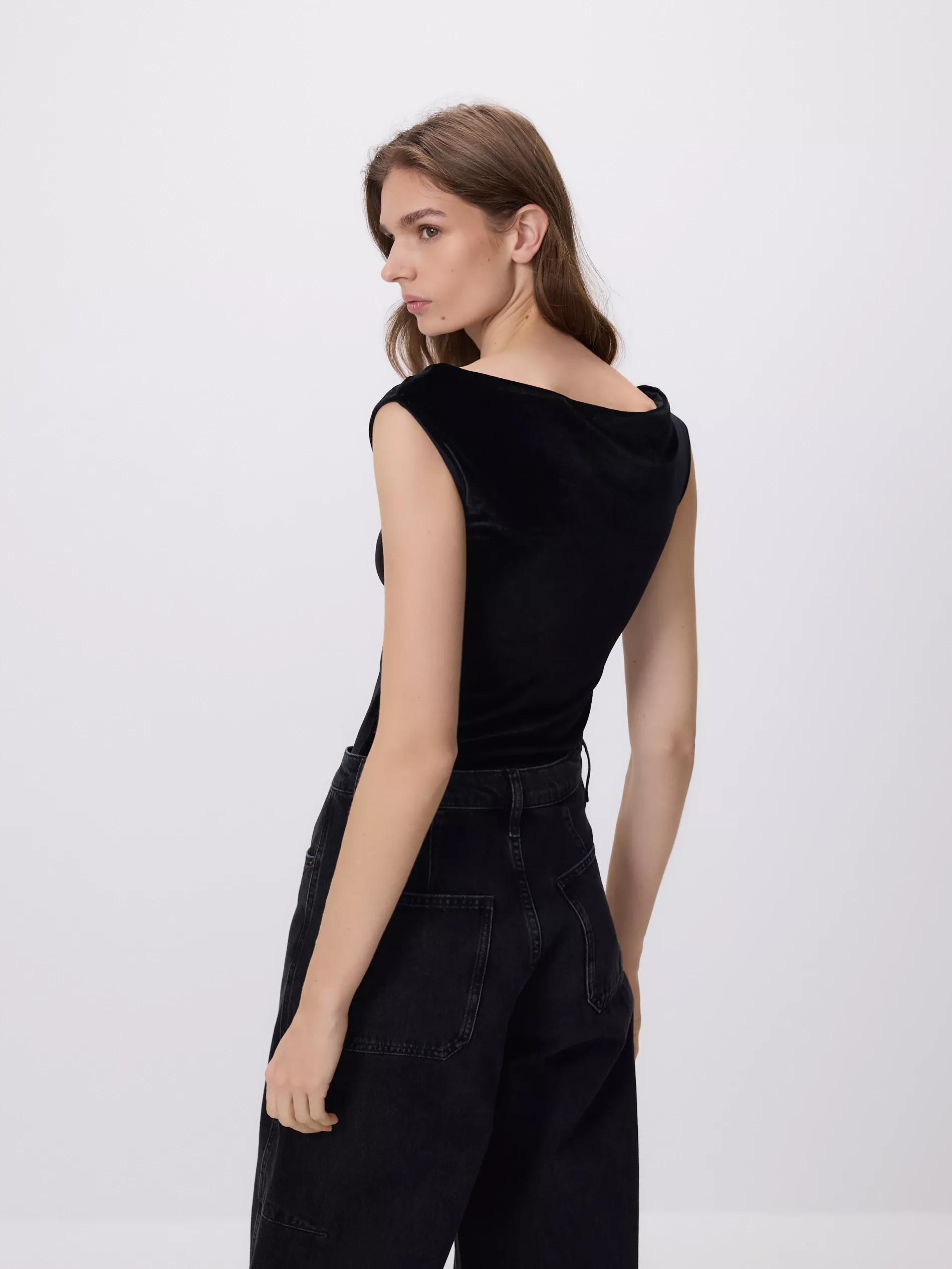 Black Velour Bodysuit, Black, large image number 1