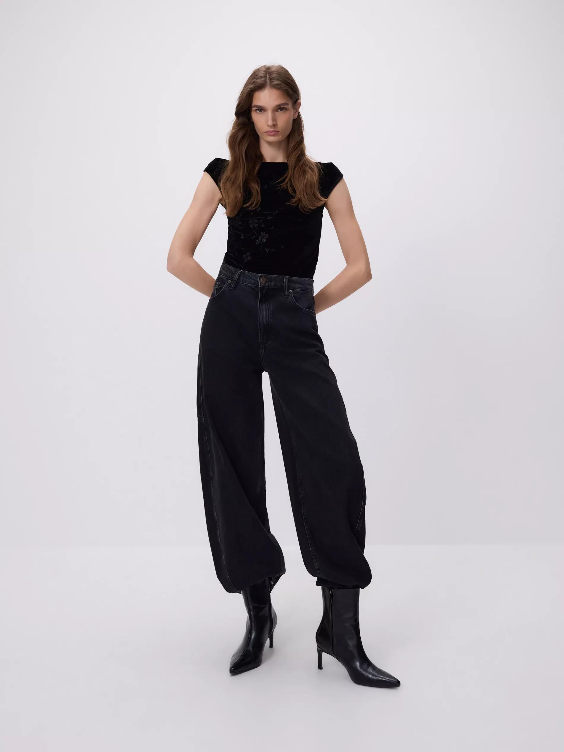 Black Velour Bodysuit, Black, large image number 2