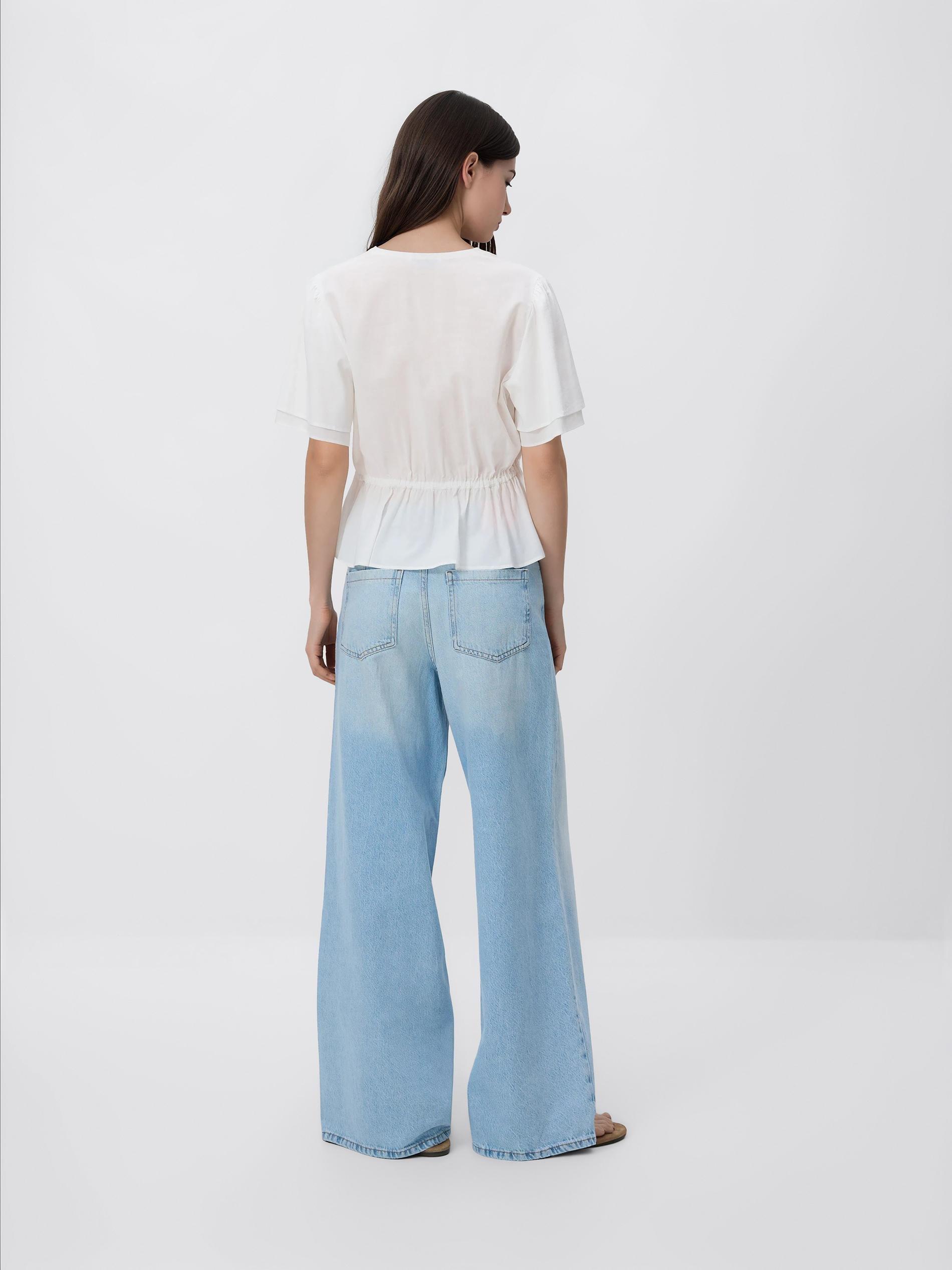 White Viscose Blend Blouse, White, large image number 3