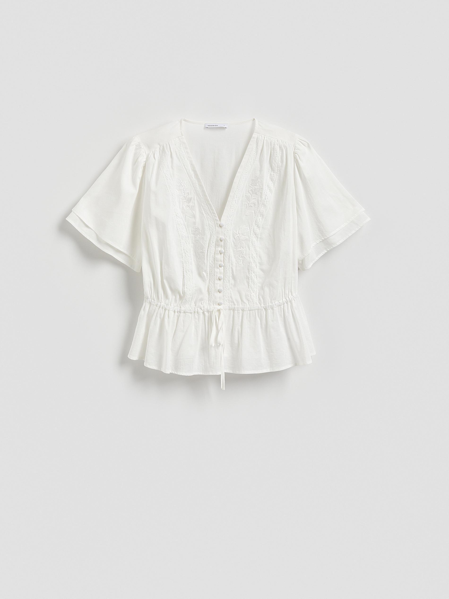 White Viscose Blend Blouse, White, large image number 4