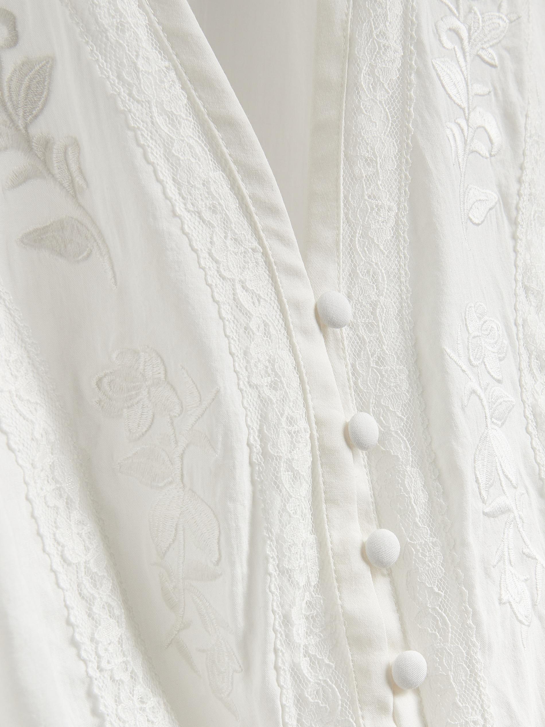 White Viscose Blend Blouse, White, large image number 5