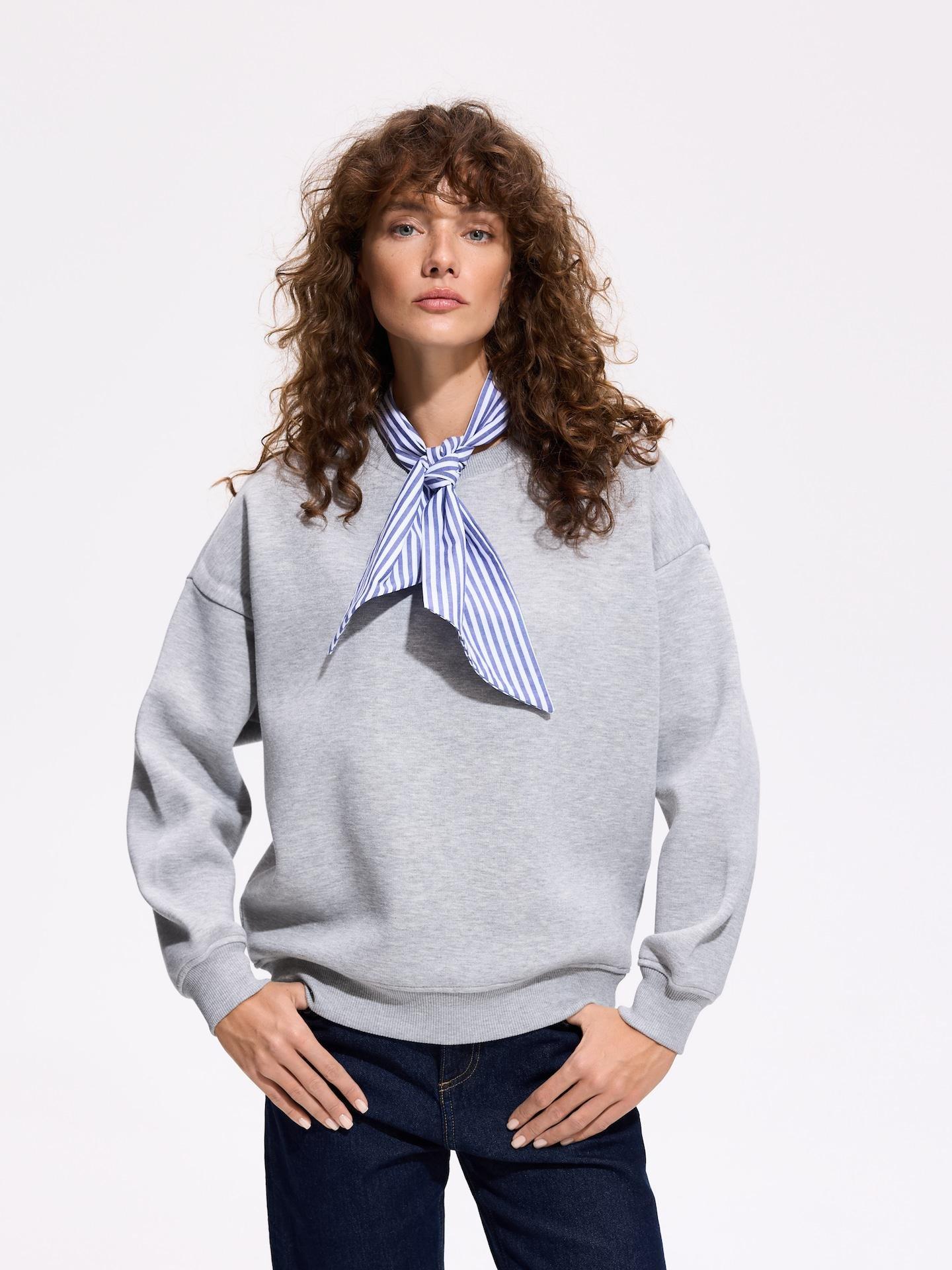 Grey Sweatshirt With Scarf, Light grey, medium