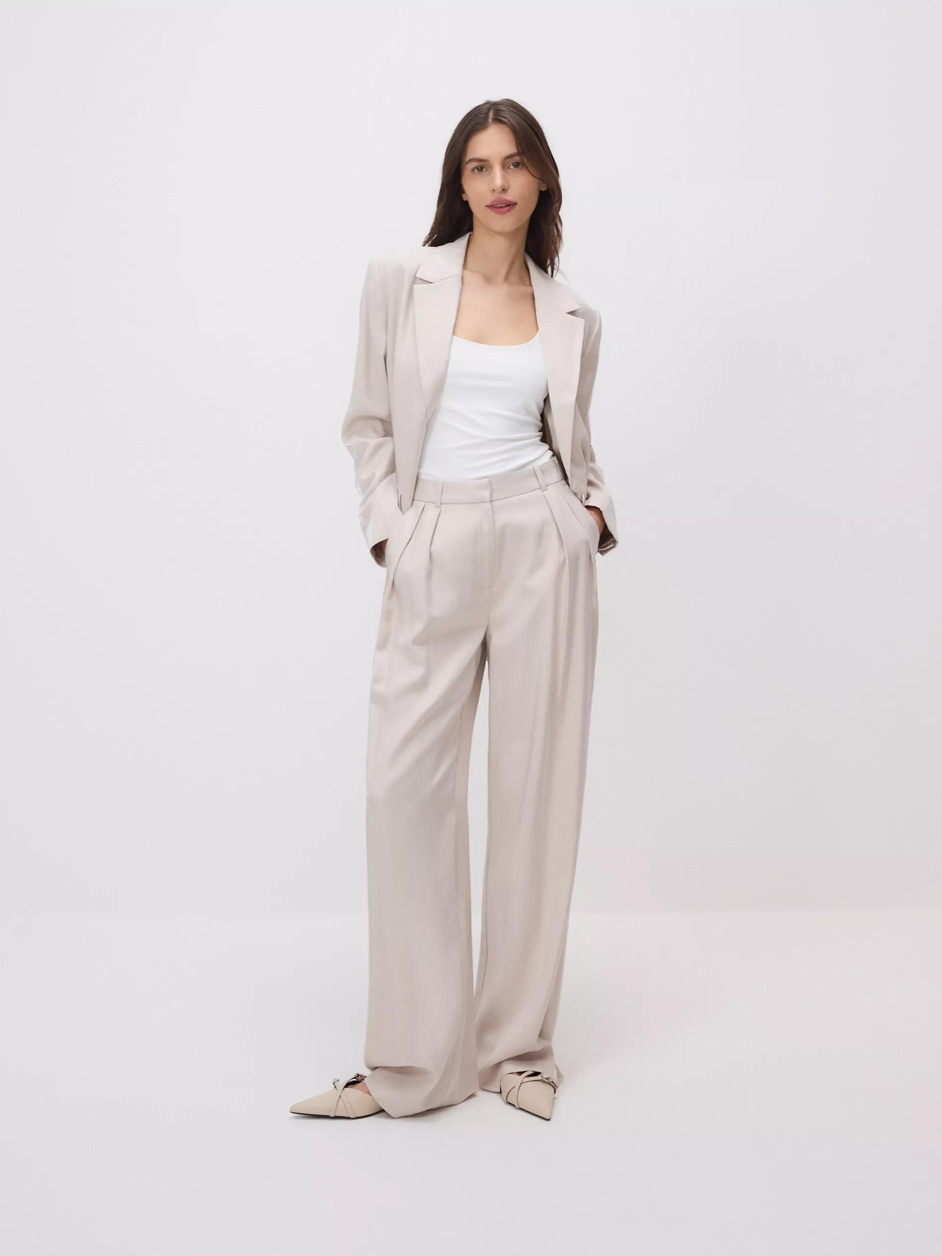 BEIGE Viscose rich trousers, , large image number 0