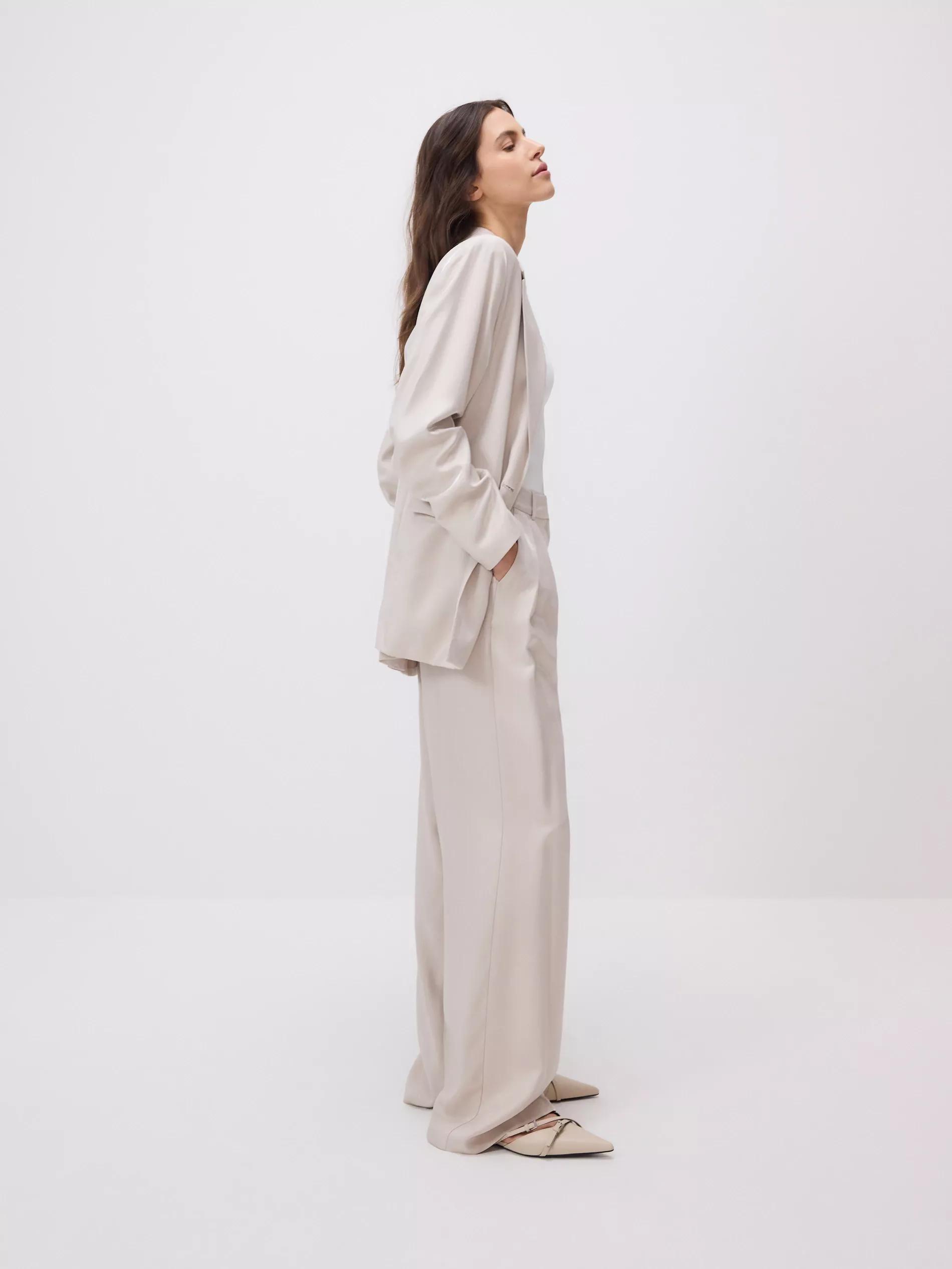 BEIGE Viscose rich trousers, , large image number 1