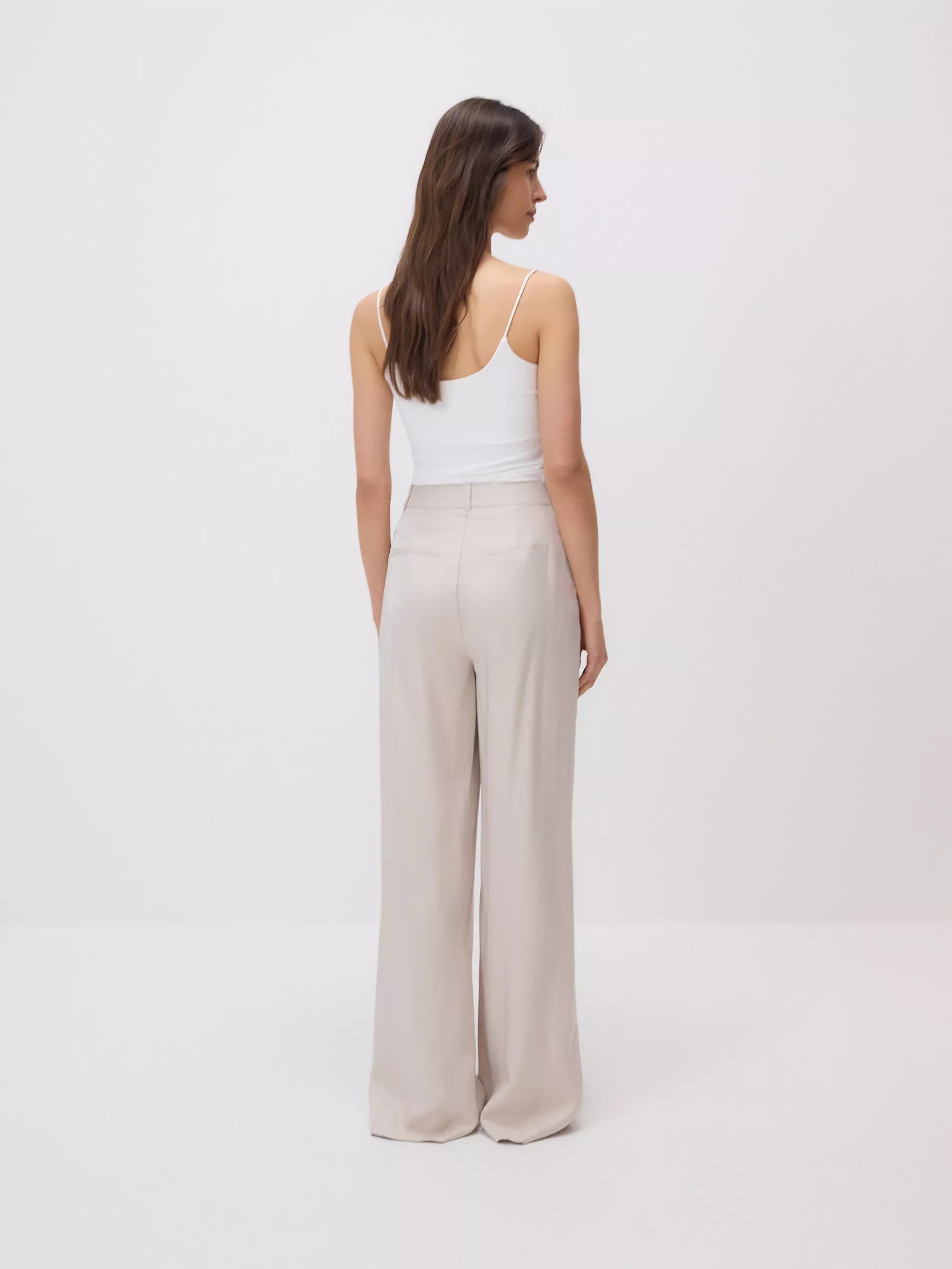 BEIGE Viscose rich trousers, , large image number 4