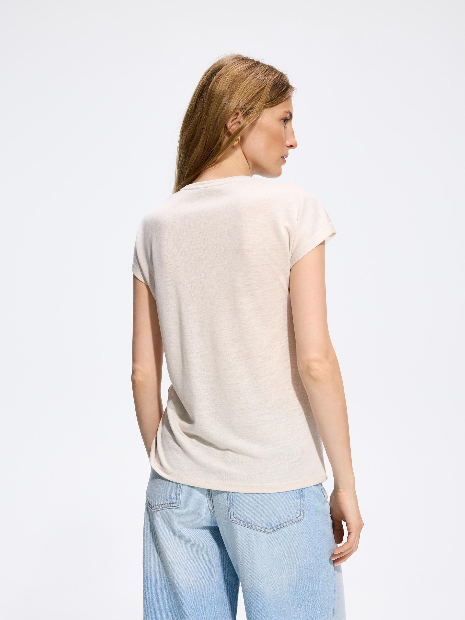 Beige Viscose Blend Blouse, Ivory, large image number 3