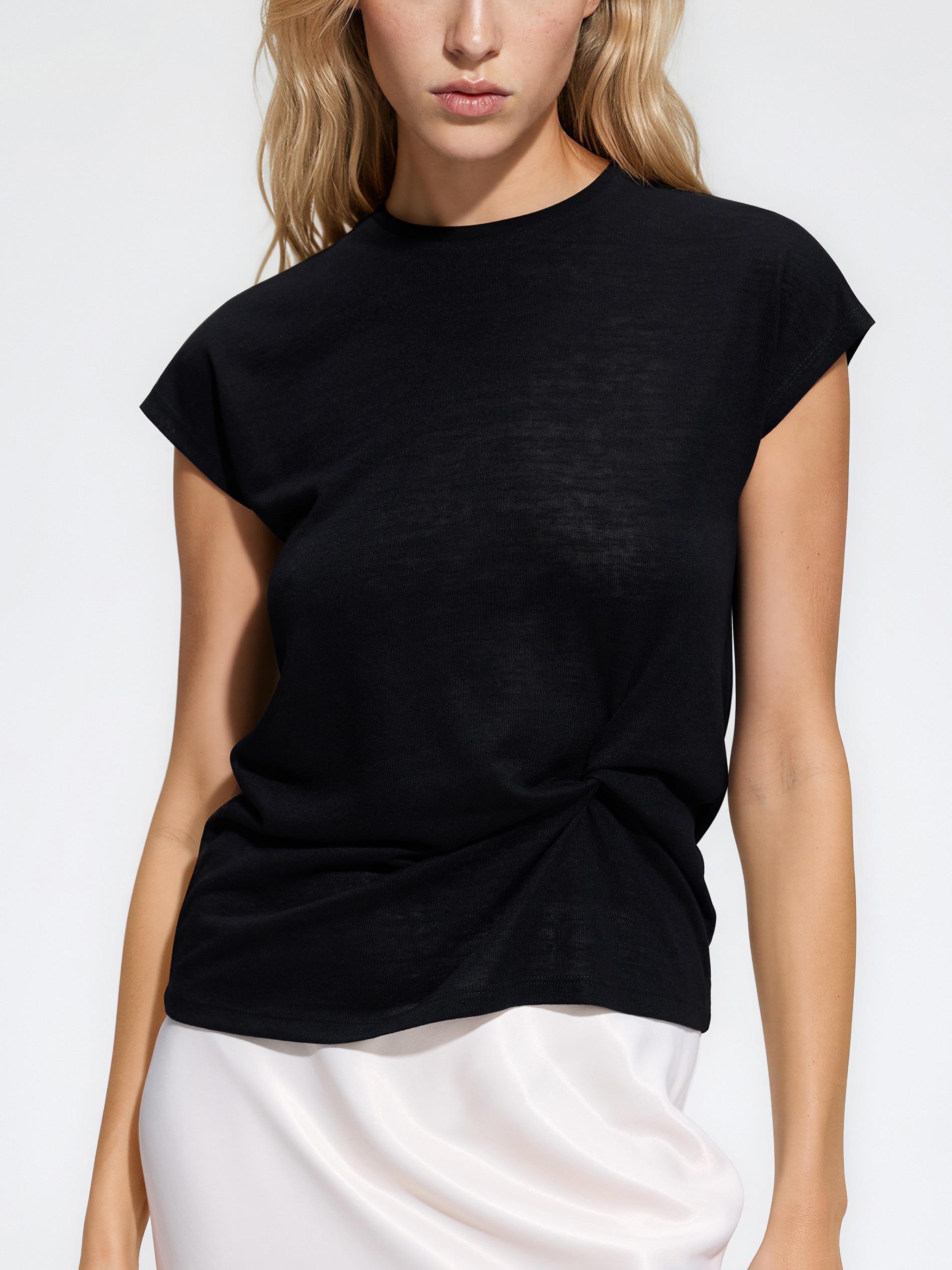 Black Viscose Blend Blouse, Black, large image number 0