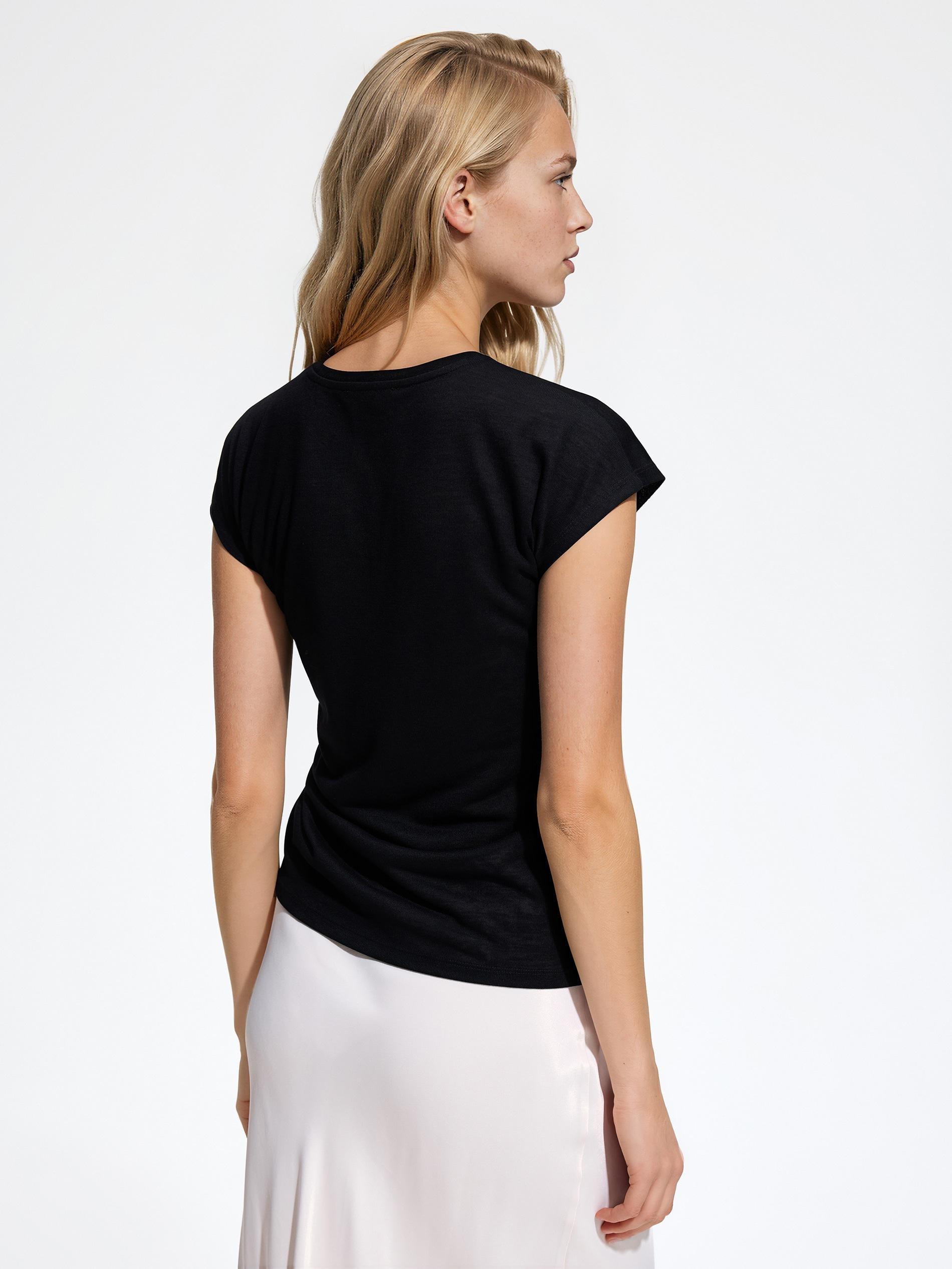 Black Viscose Blend Blouse, Black, large image number 1