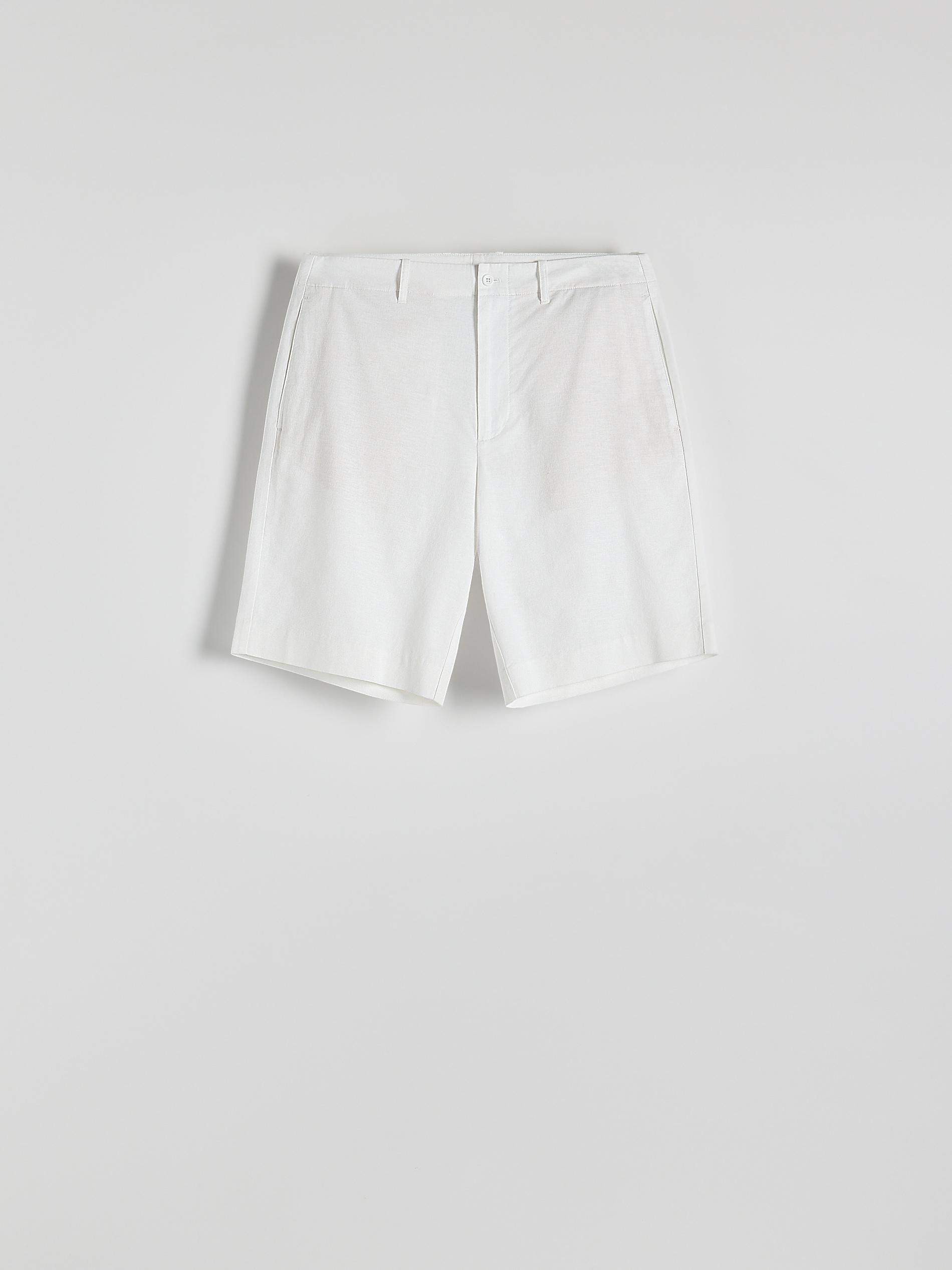 White Linen Comfort Shorts, , large image number 1