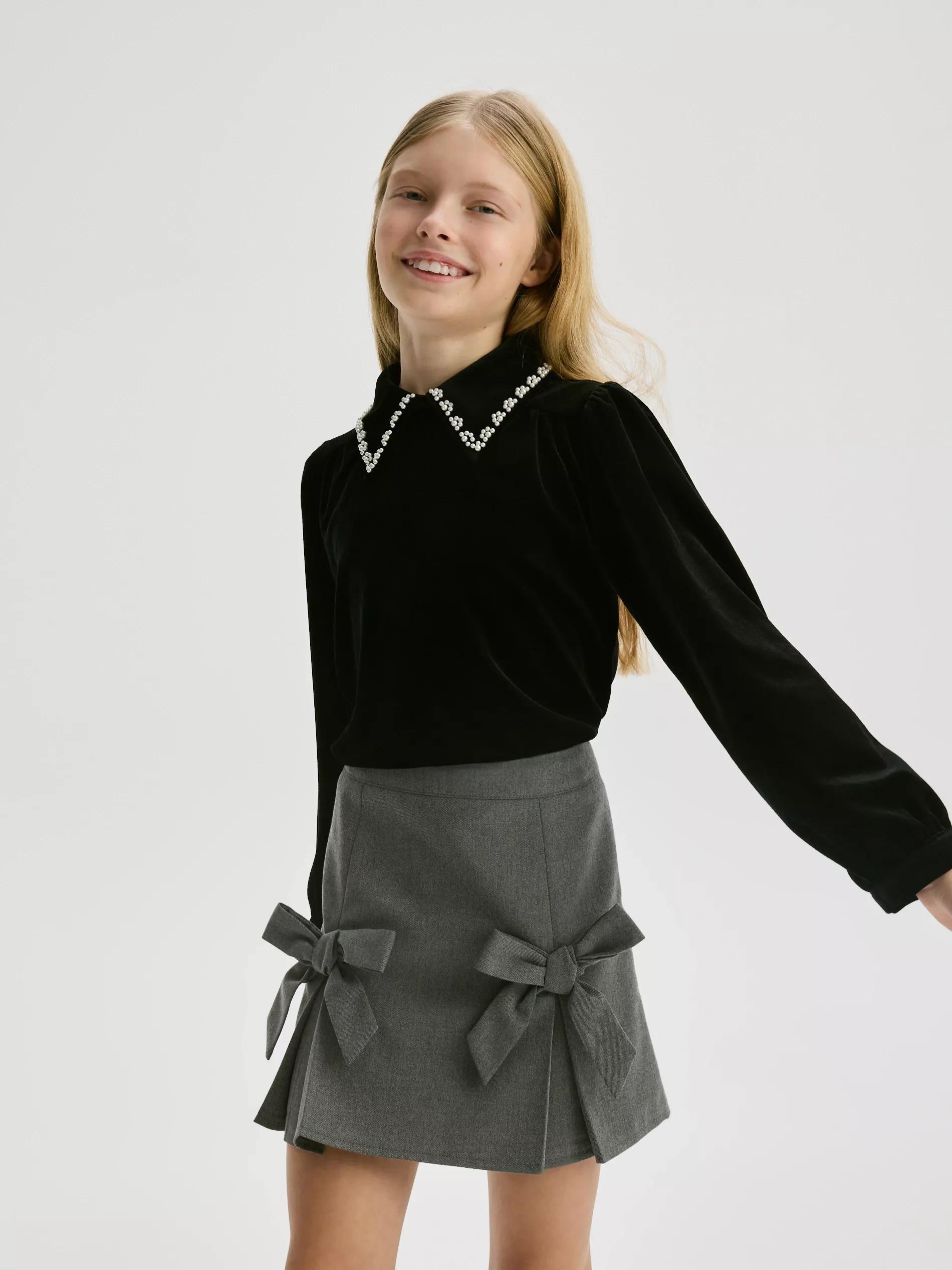 Grey Skirt With Bow Details, , large image number 0