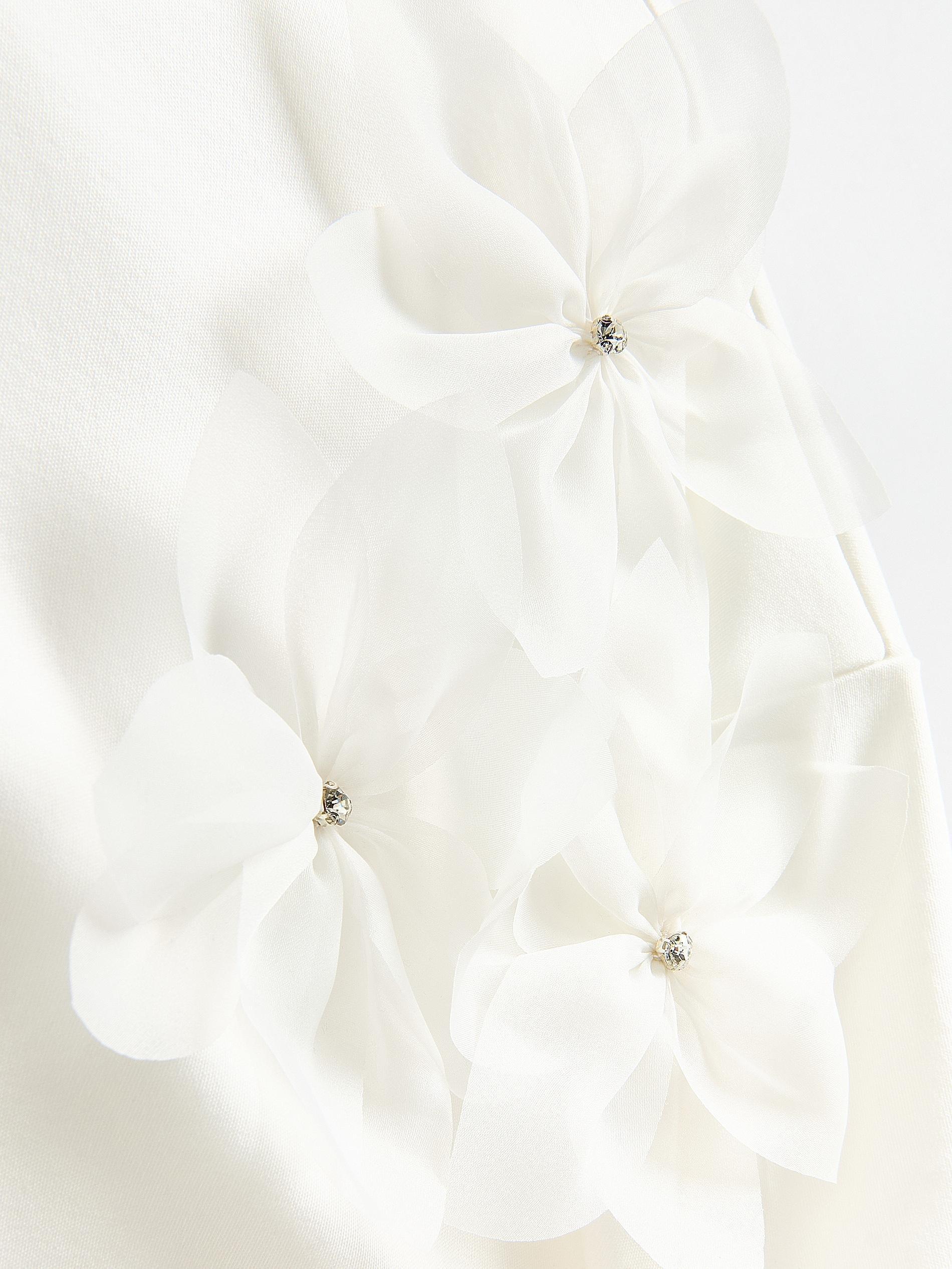 Cream T-Shirt With Flower Applique, Ivory, large image number 5