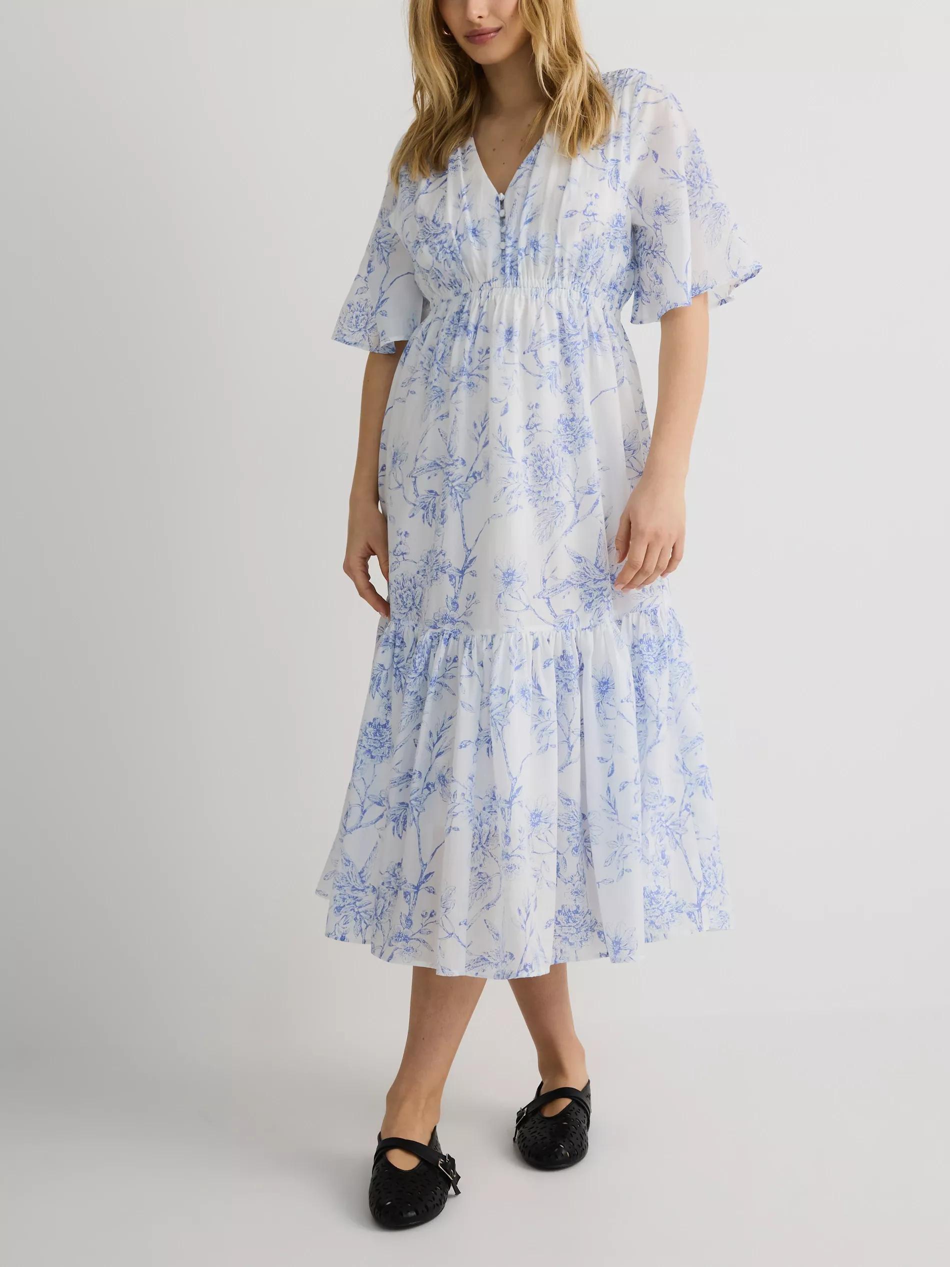 Blue Midi Dress, With High Lyocell Content, Blue, large image number 2