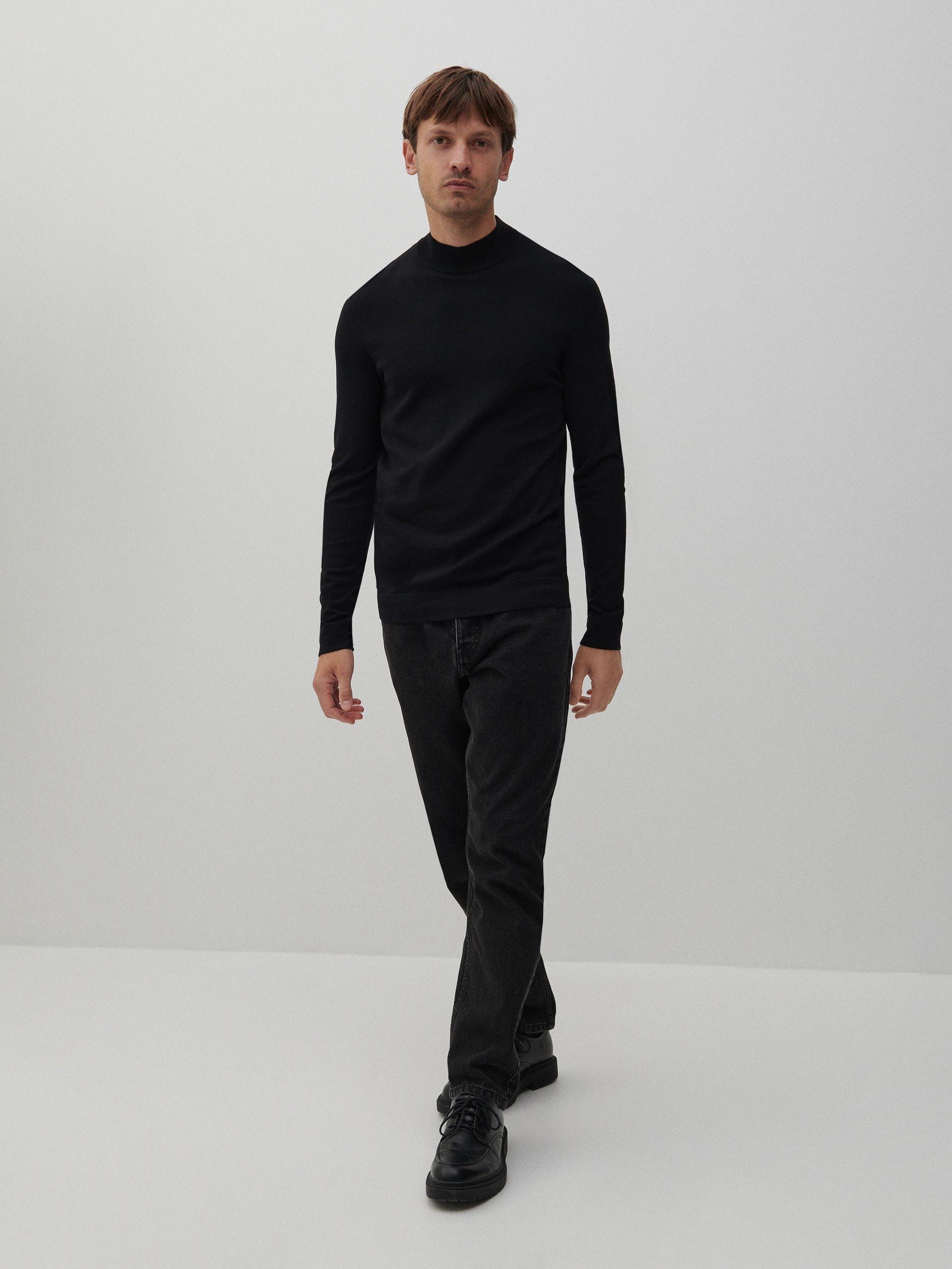 Black Plain Mock Neck Jumper, , large image number 1