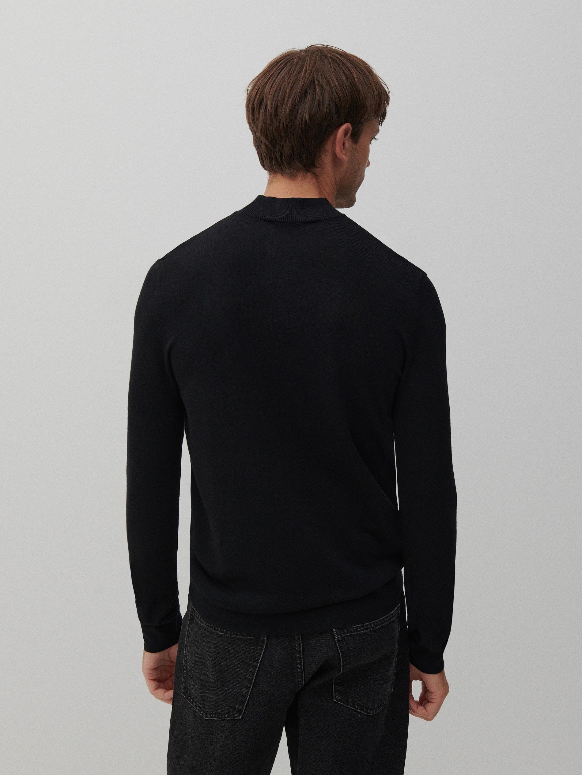 Black Plain Mock Neck Jumper, , large image number 2